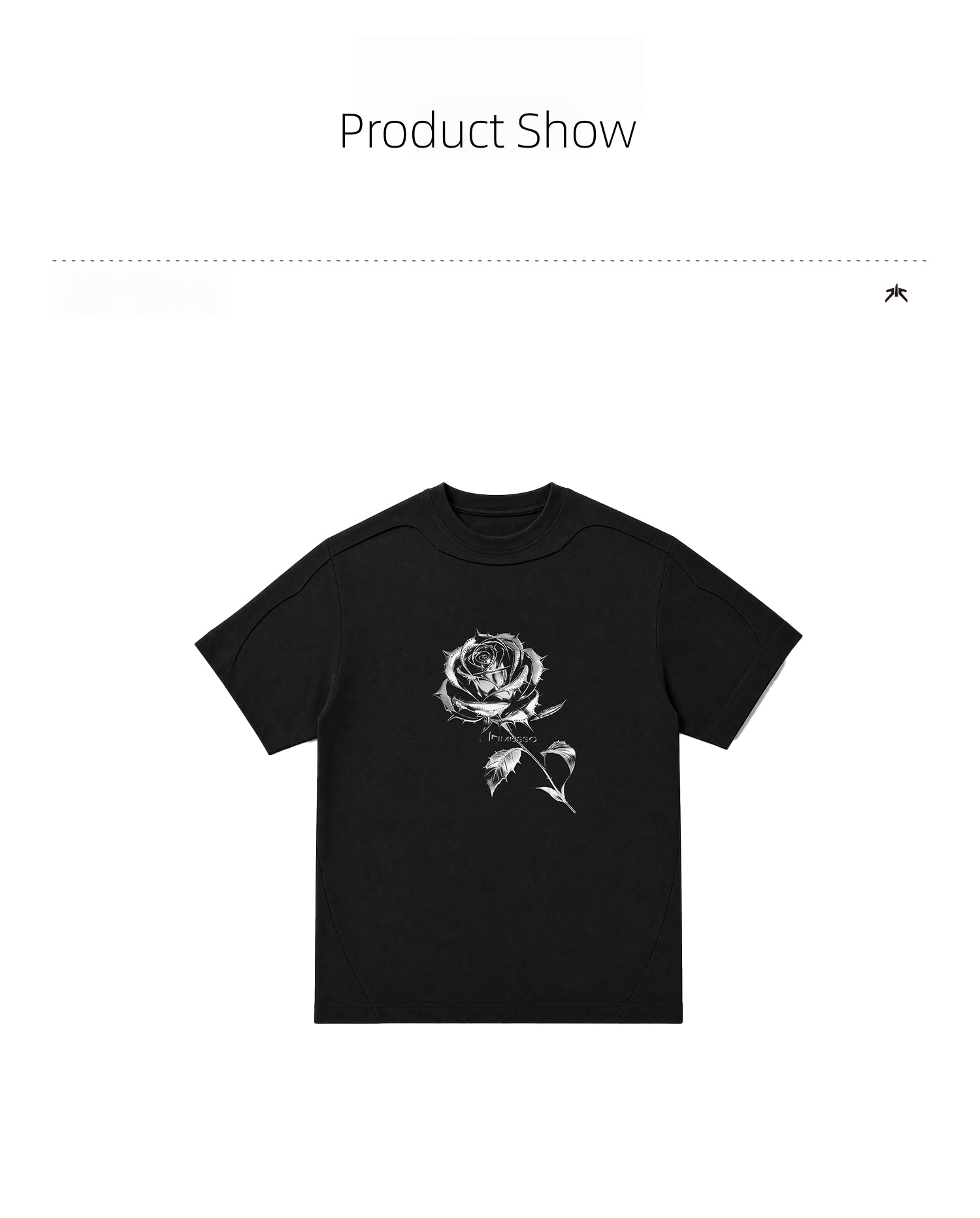KIMUSSO Thorn Rose Graphic Drop-Shoulder Long-Sleeve T-Shirt