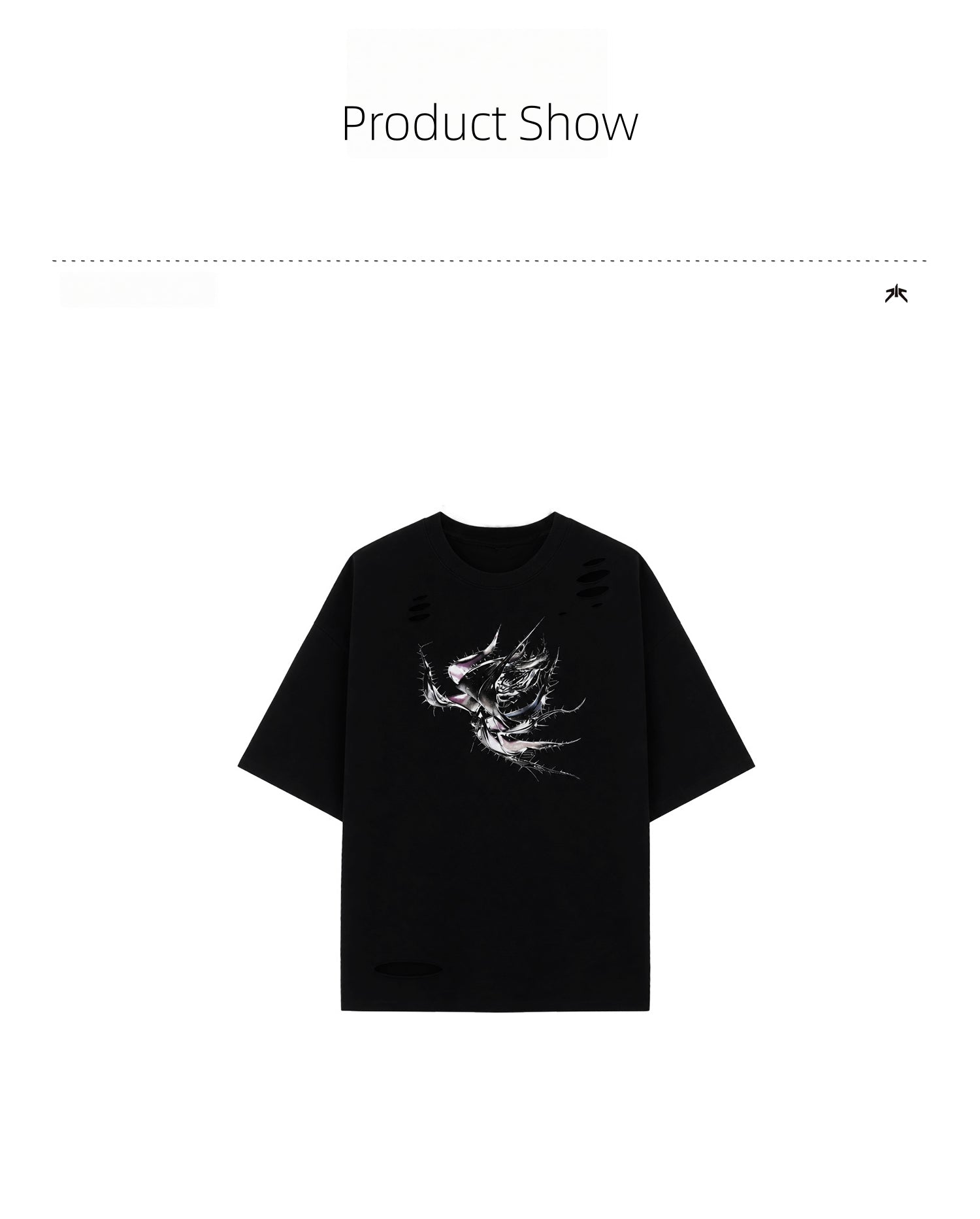KIMUSSO Thorn Motif Relaxed White Graphic Tee