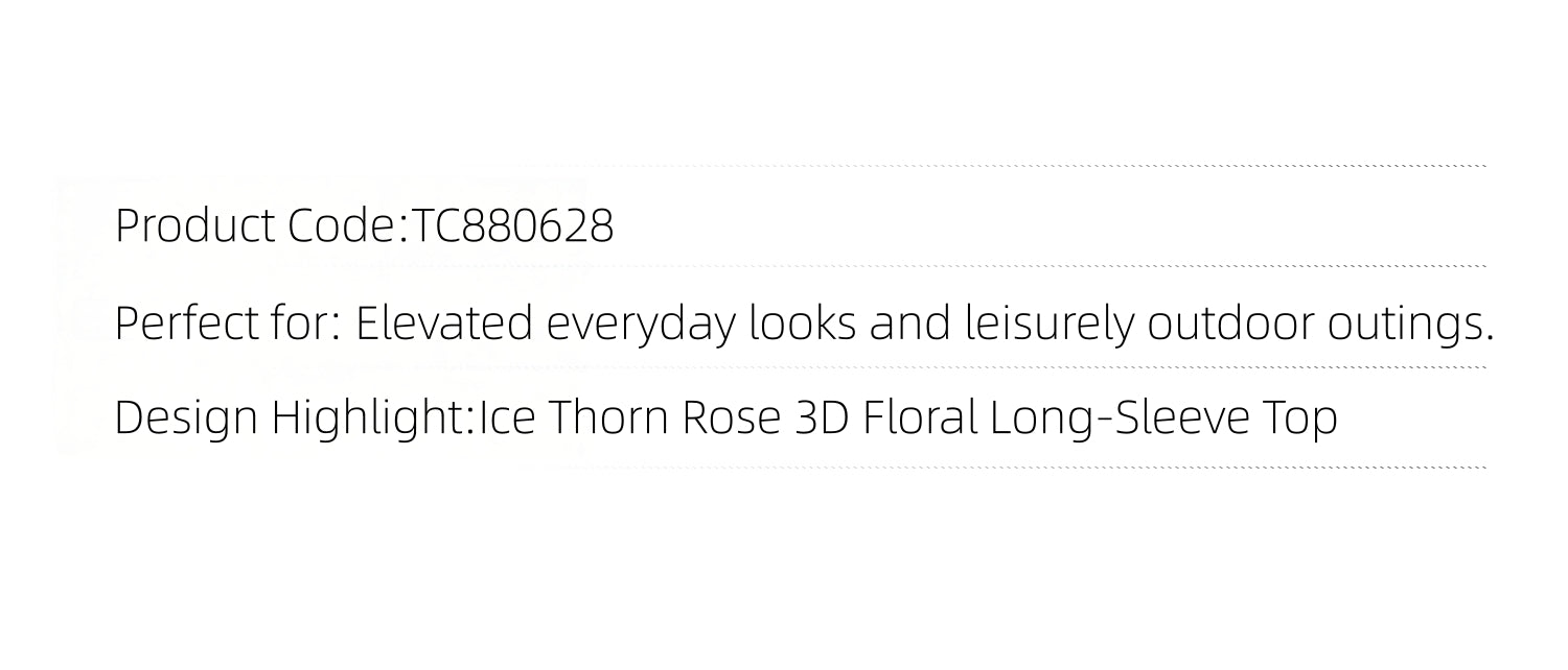 KIMUSSO Ice Thorn Rose 3D Floral Long-Sleeve Top