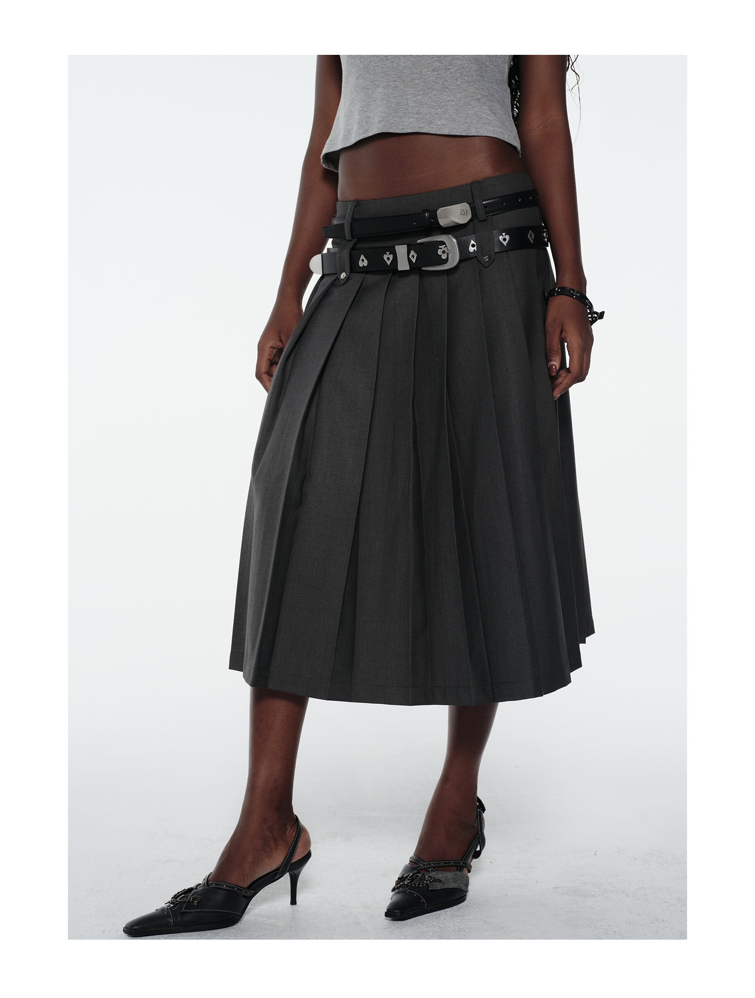KIMUSSO Double Waistband High-Waisted Pleated Maxi Skirt — Original Designer Piece