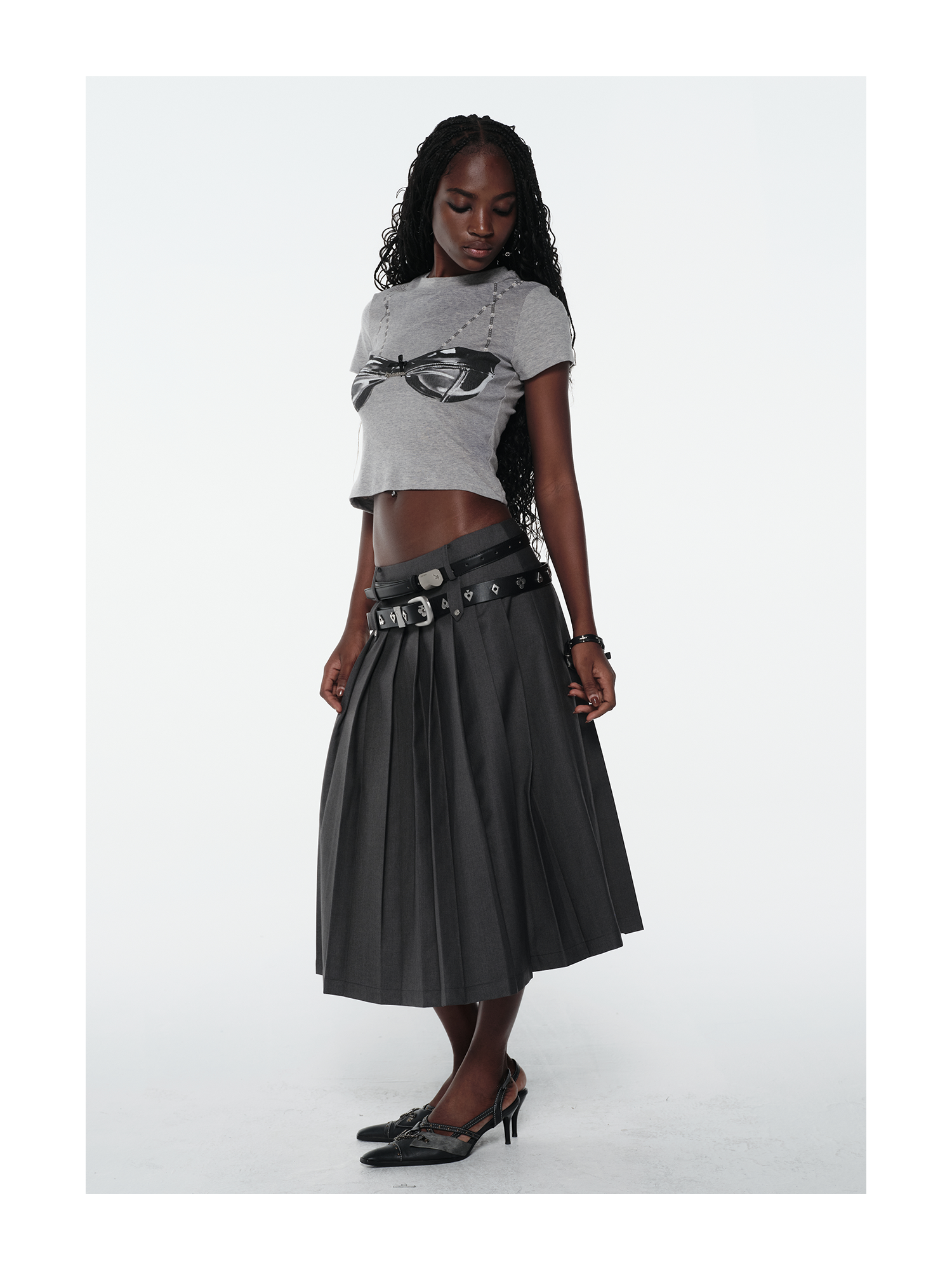 KIMUSSO Double Waistband High-Waisted Pleated Maxi Skirt — Original Designer Piece