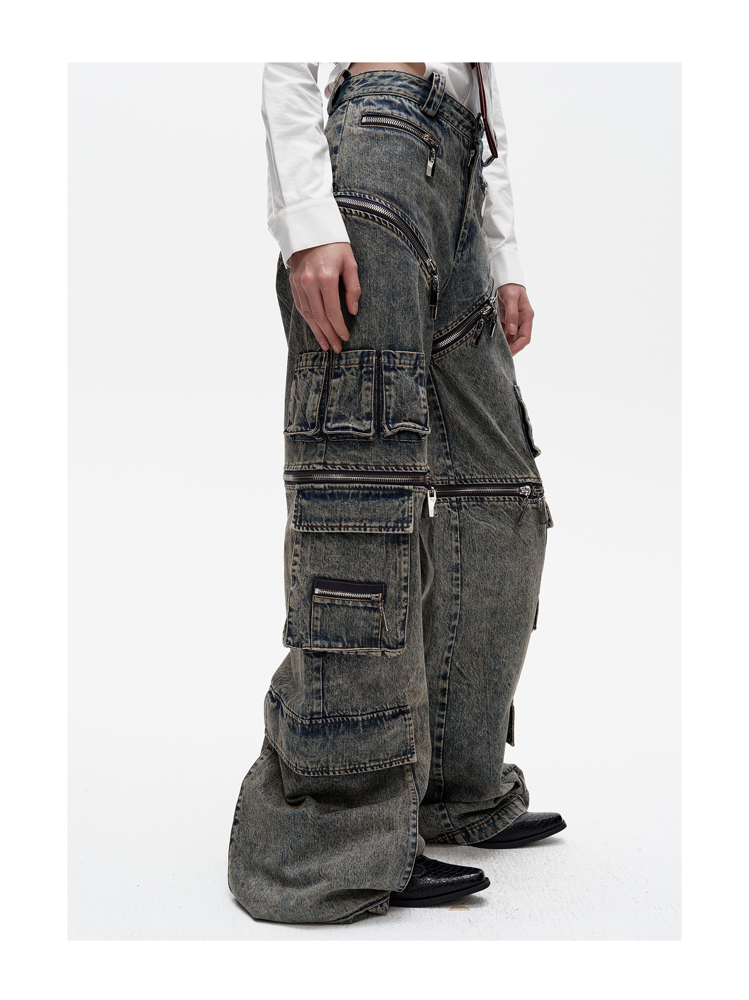 KIMUSSO Original Design Women's Zipper Utility Wide-Leg Pants - Niche High-End Style