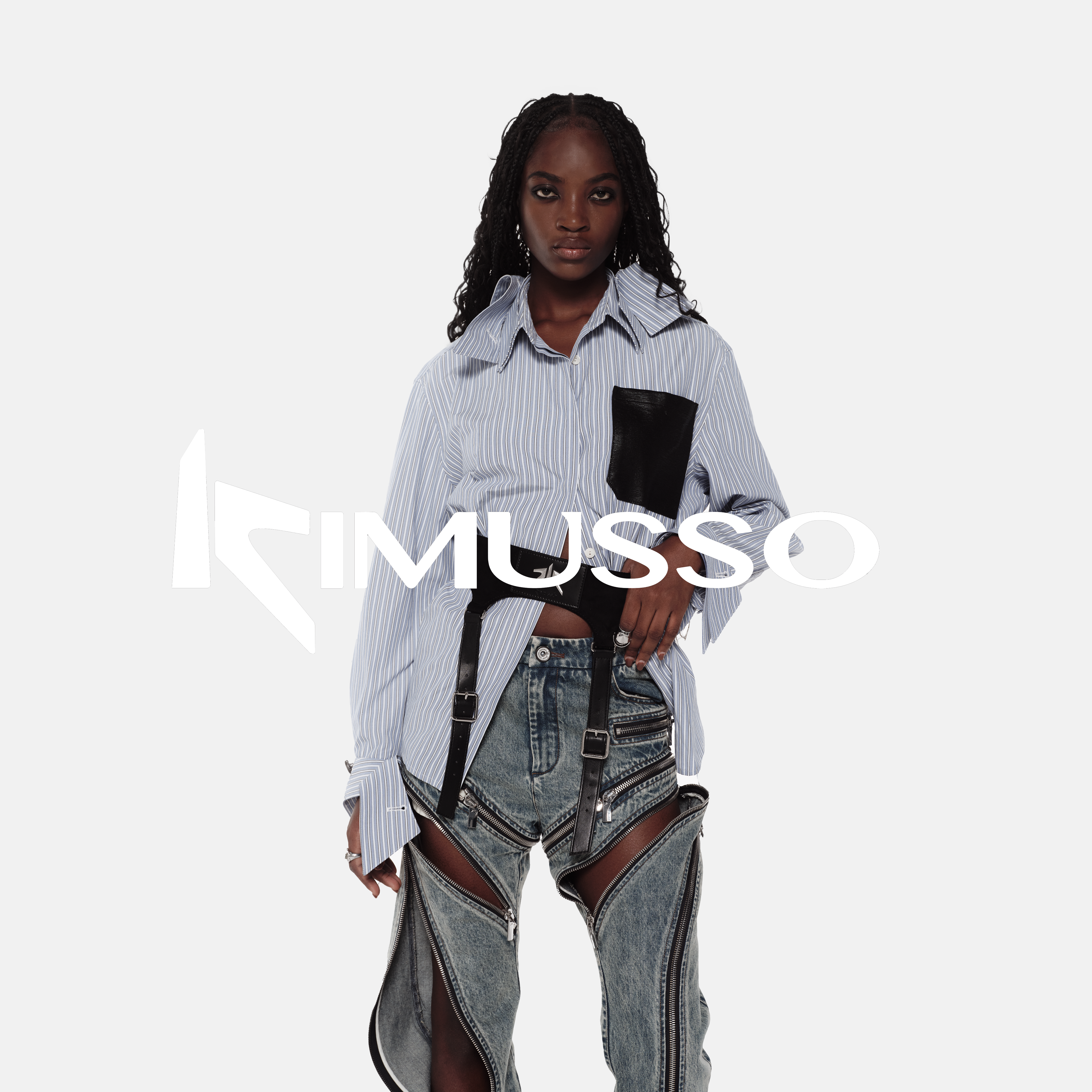 KIMUSSO Signature Black Punk-Inspired Statement Waist Belt