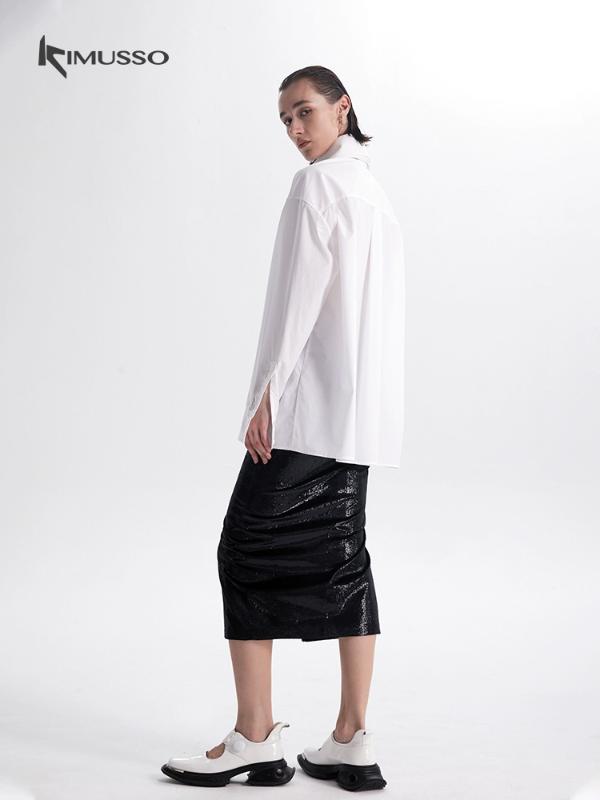 2025KIMUSSO International Fashion Week catwalk mid-length lace-up skirt wrap hip skirt
