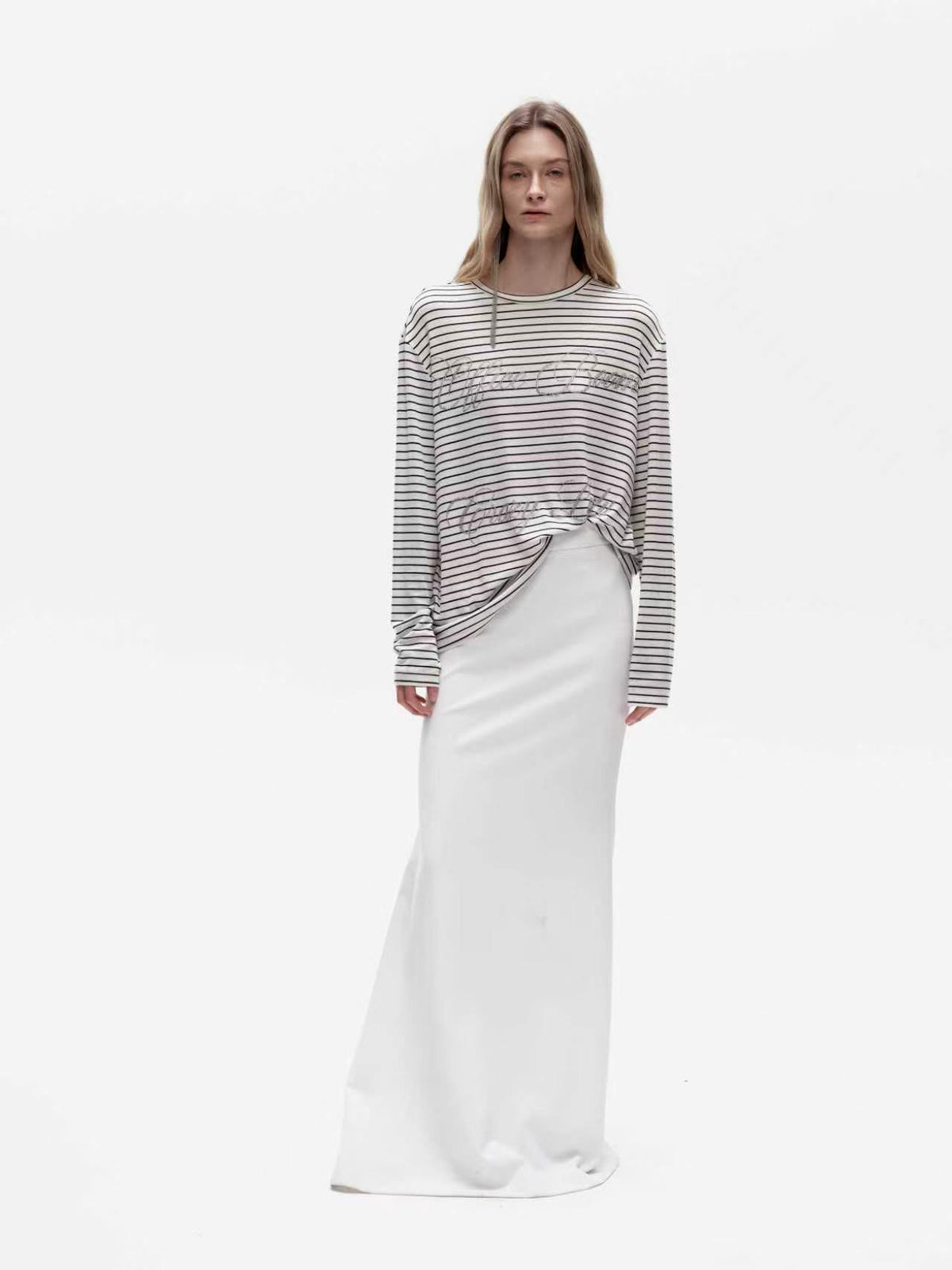 KIMUSSO “Tencel Wool Wide Neck Long Sleeve T-Shirt”