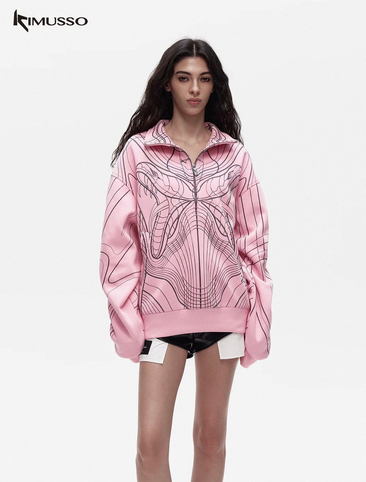 KIMUSSO serpentine print pullover new original design sweatshirt