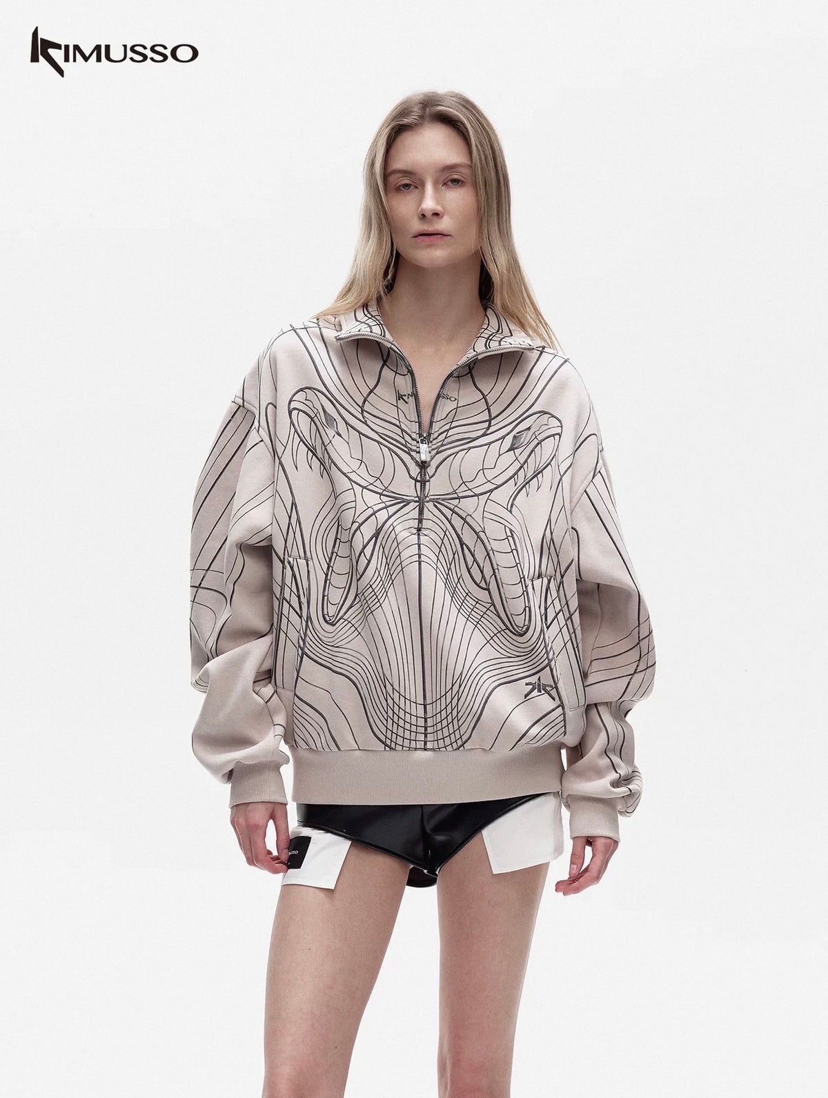 KIMUSSO serpentine print pullover new original design sweatshirt