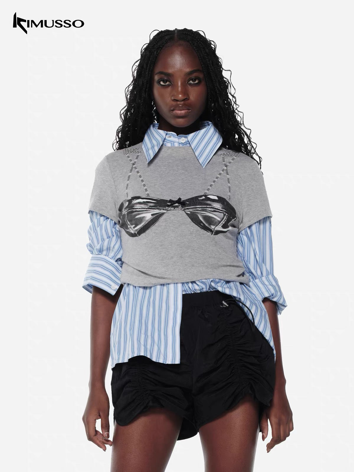 KIMUSSO Patent leather underwear printed T