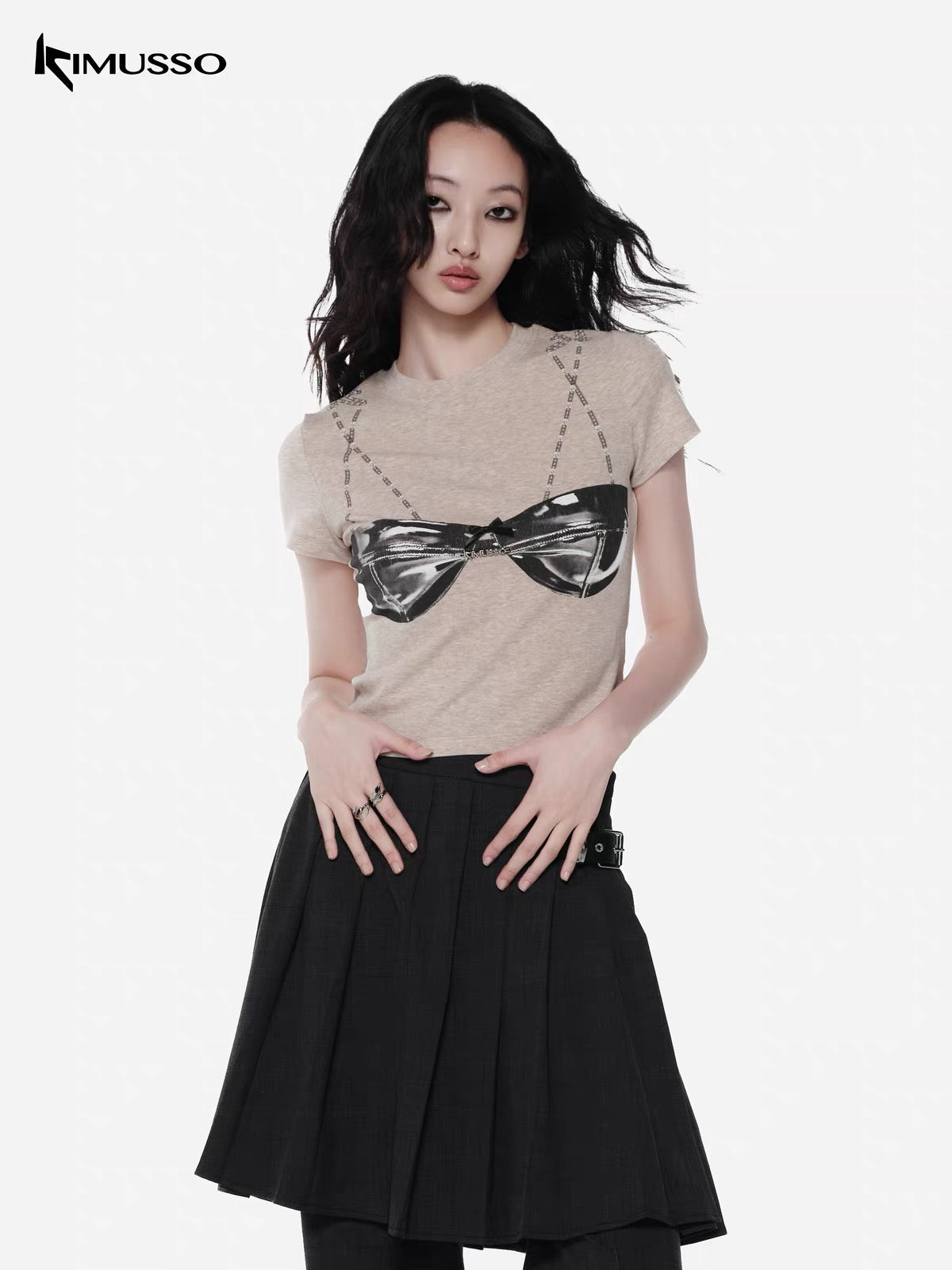 KIMUSSO Patent leather underwear printed T