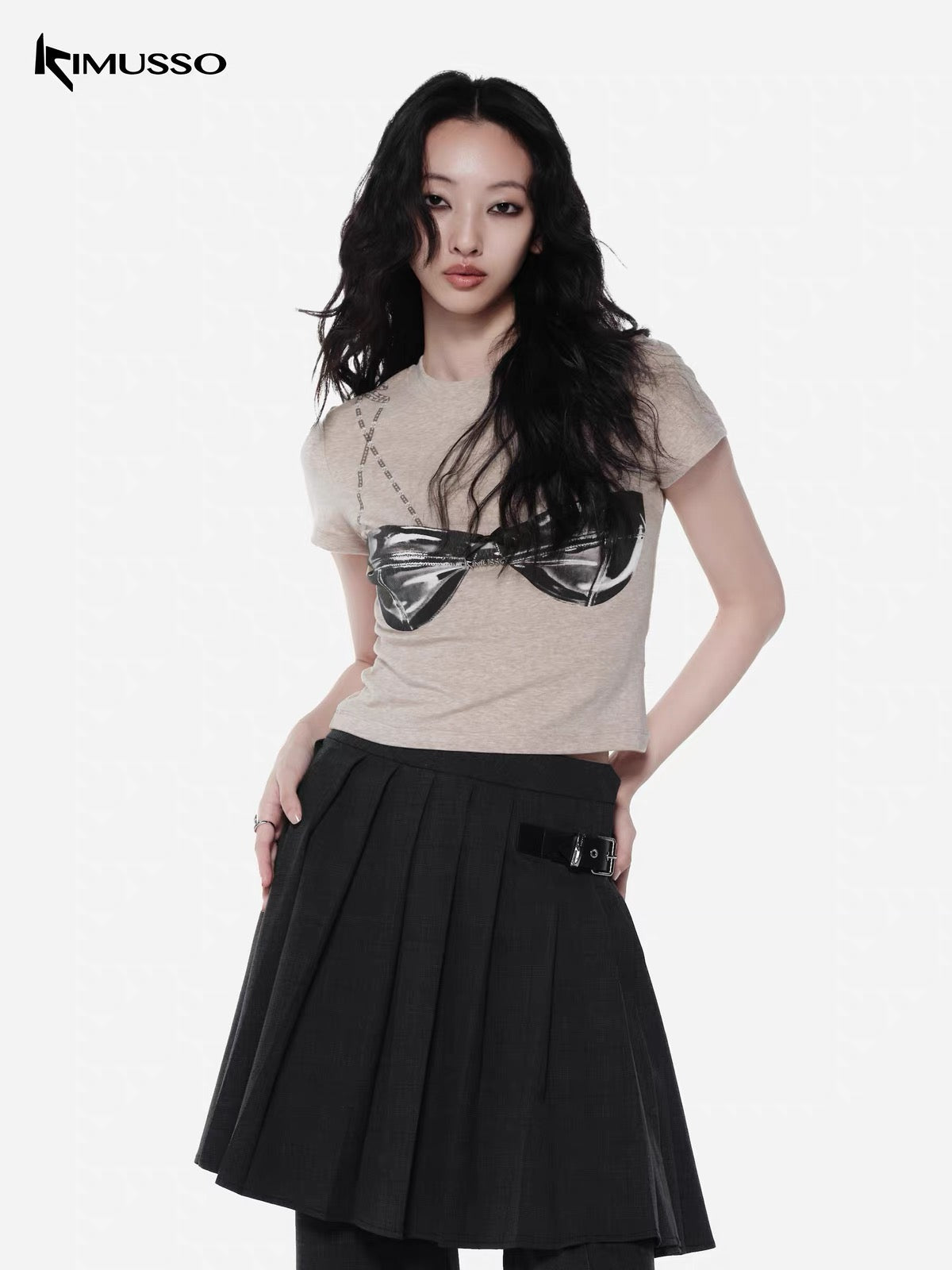 KIMUSSO Patent leather underwear printed T