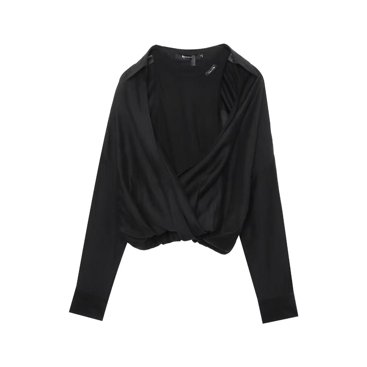 KIMUSSO "Phantom Cool Narrative" fake two cross-collar shirt