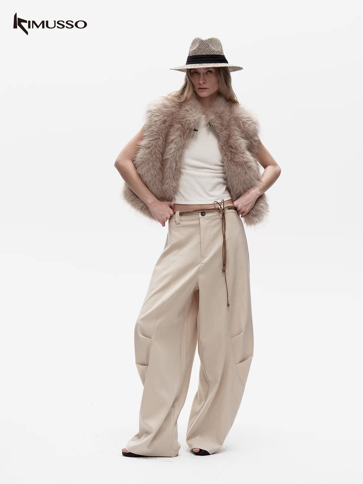 KIMUSSO "over the mountain" fur can be double-sided vest