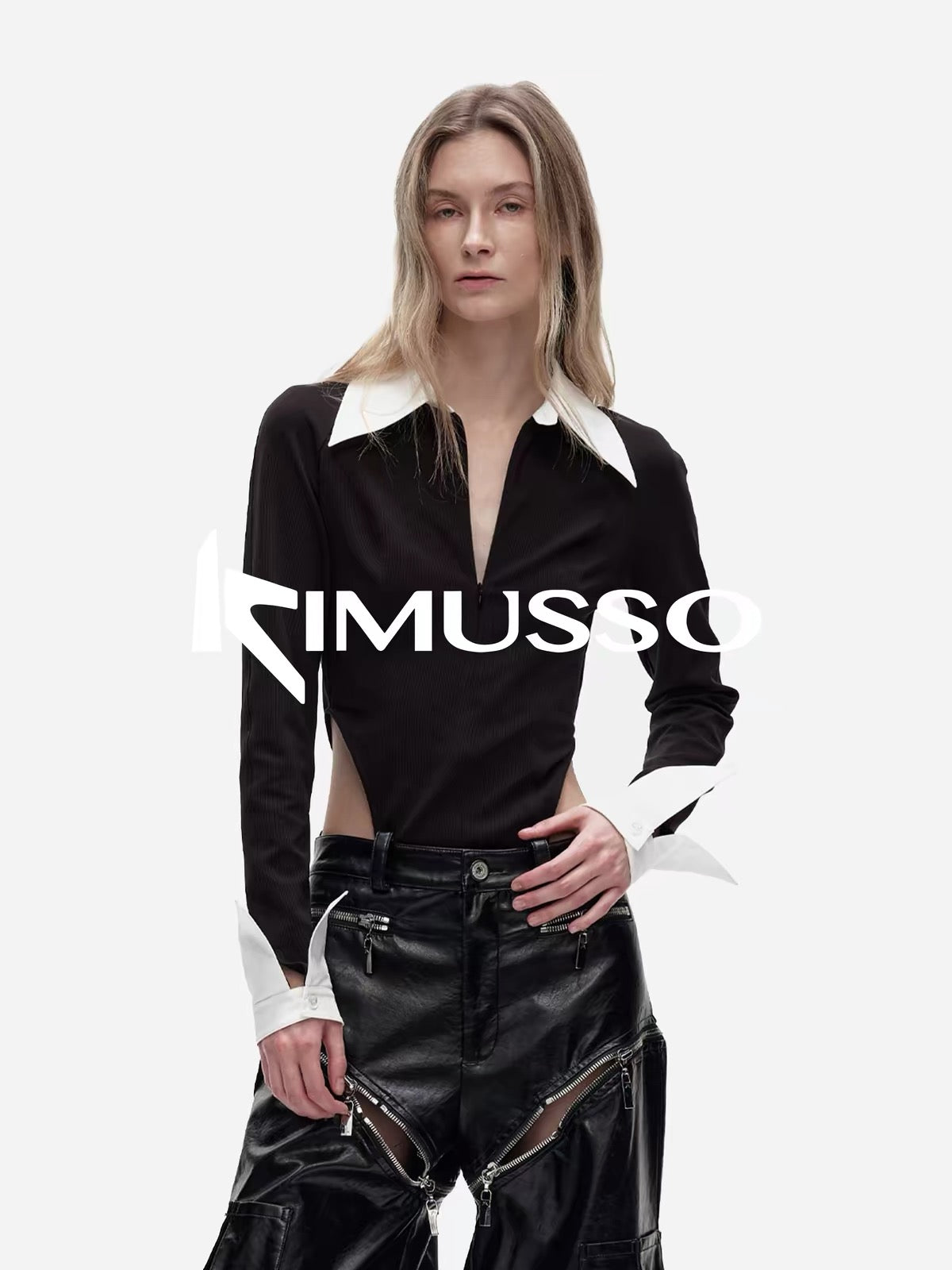 KIMUSSO "over the mountain" knitted long-sleeved waist shirt