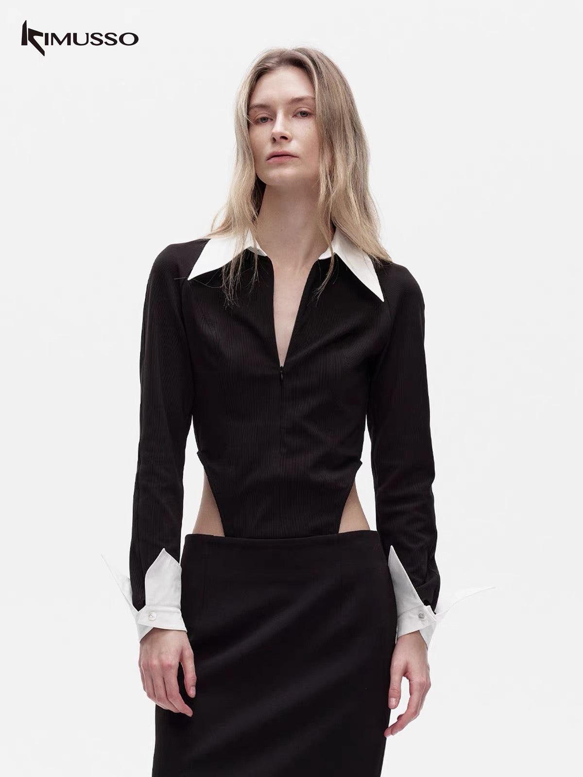 KIMUSSO "over the mountain" knitted long-sleeved waist shirt