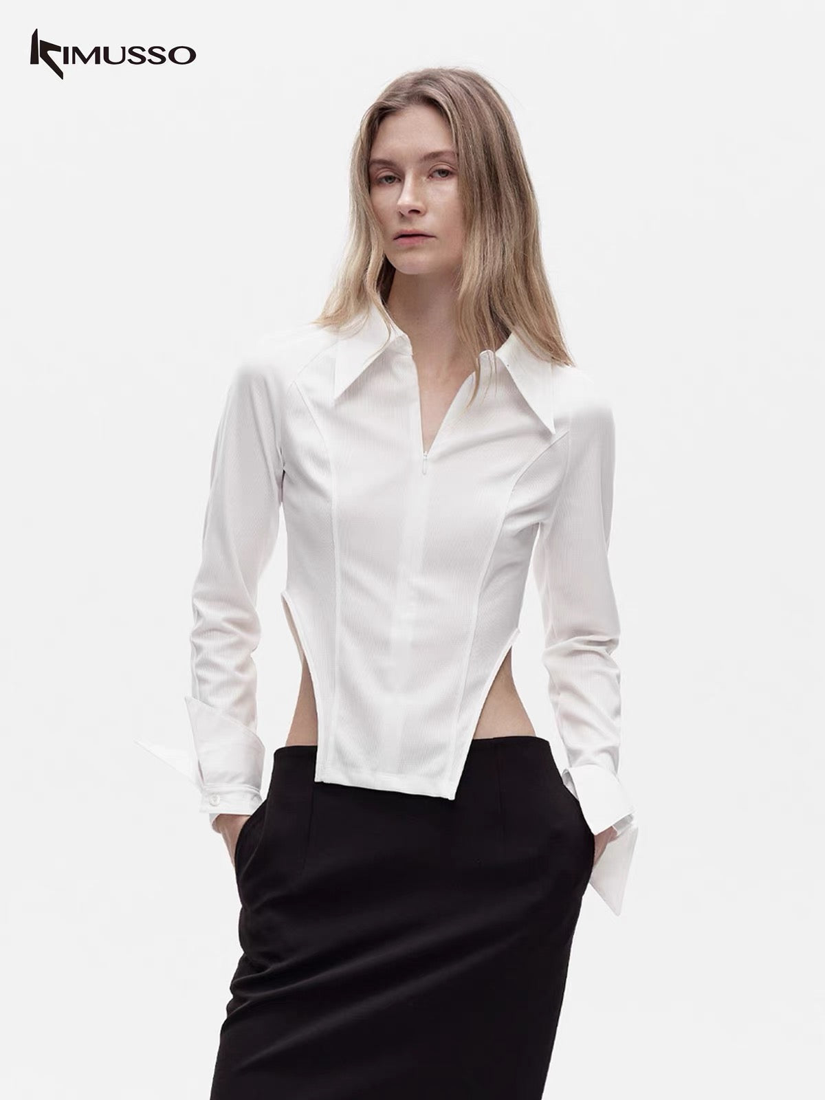 KIMUSSO "over the mountain" knitted long-sleeved waist shirt