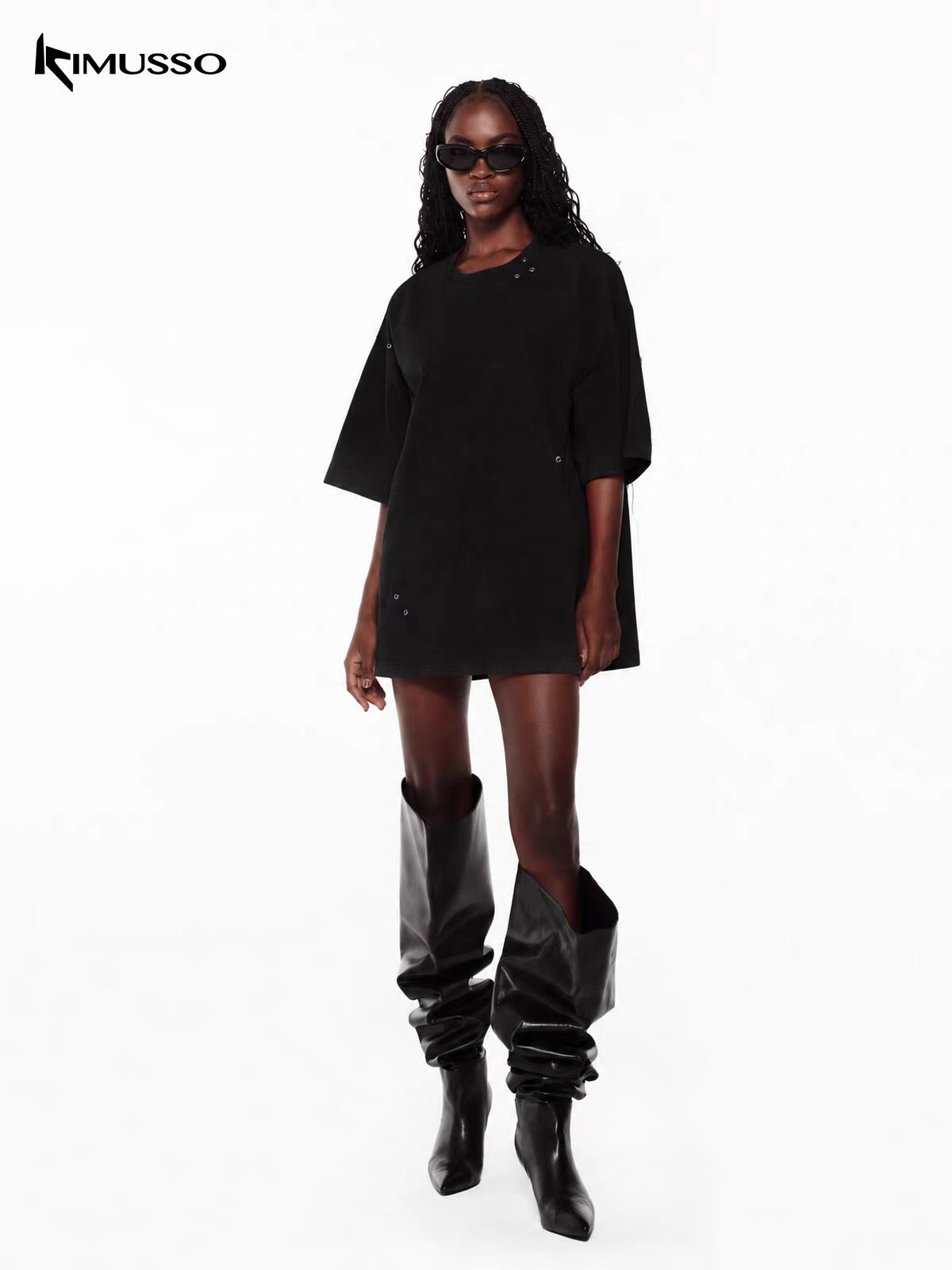 KIMUSSO air eye silhouette tie-dyed short-sleeved T-shirt