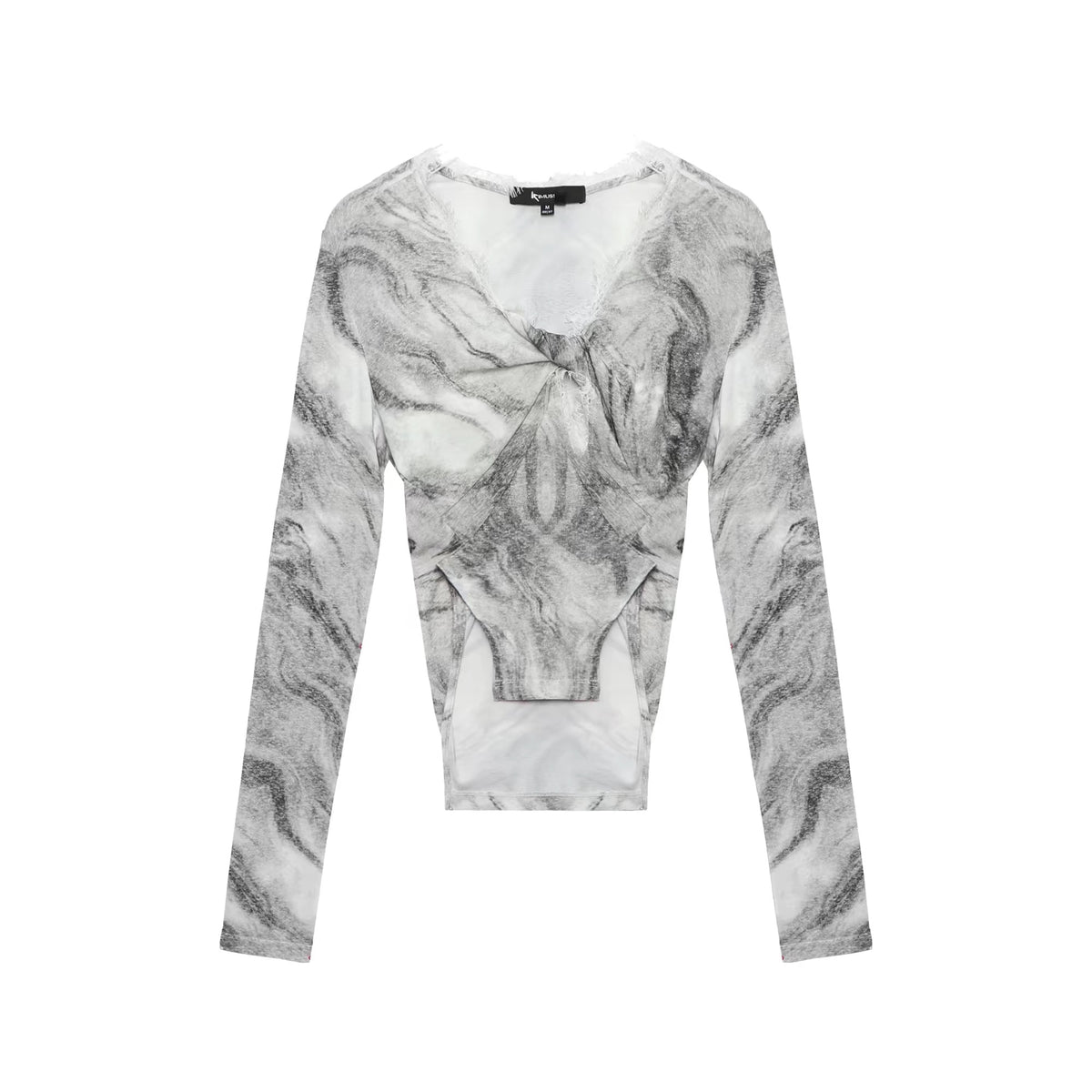 KIMUSSO "Silk Feather Buds" Lace T-shirt