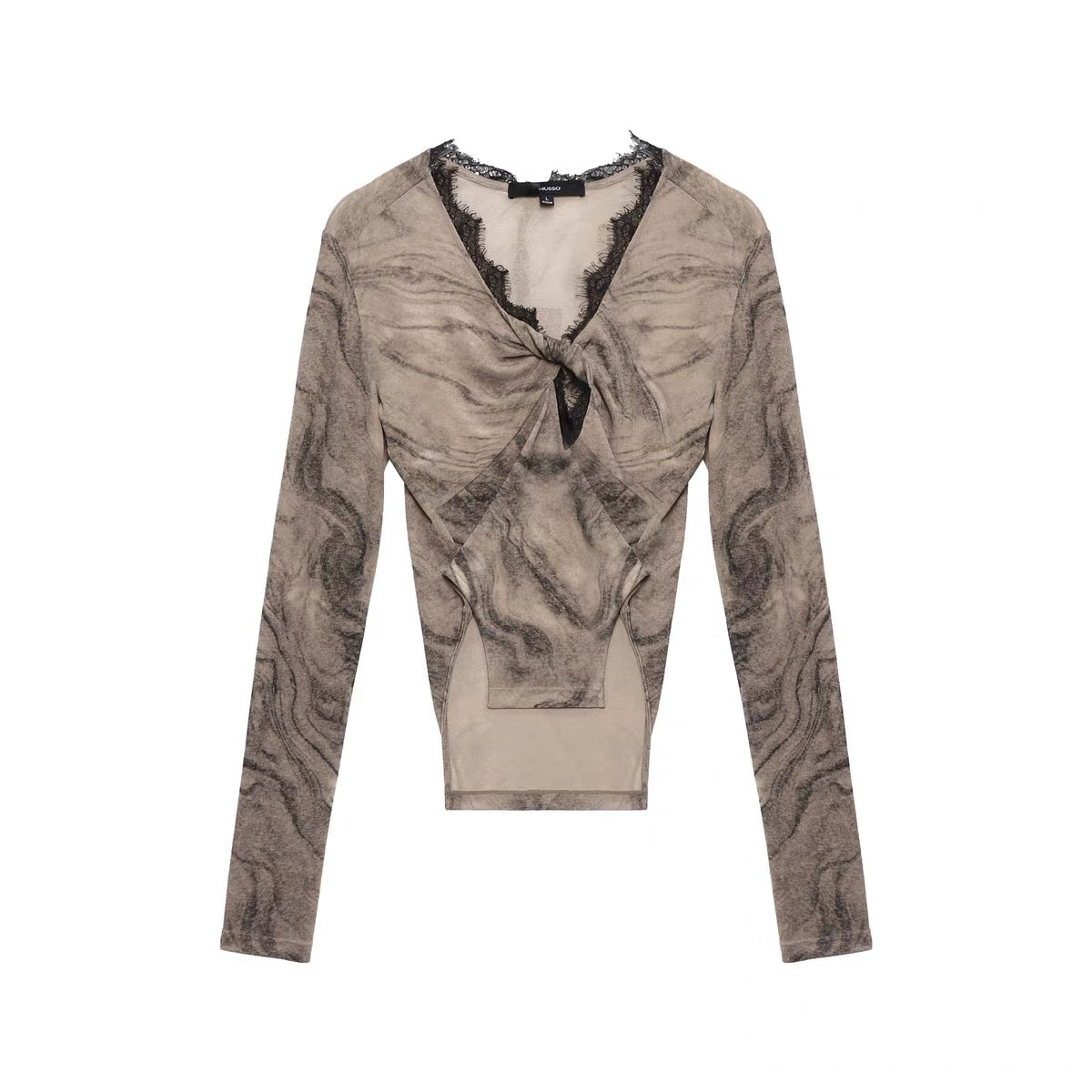 KIMUSSO "Silk Feather Buds" Lace T-shirt