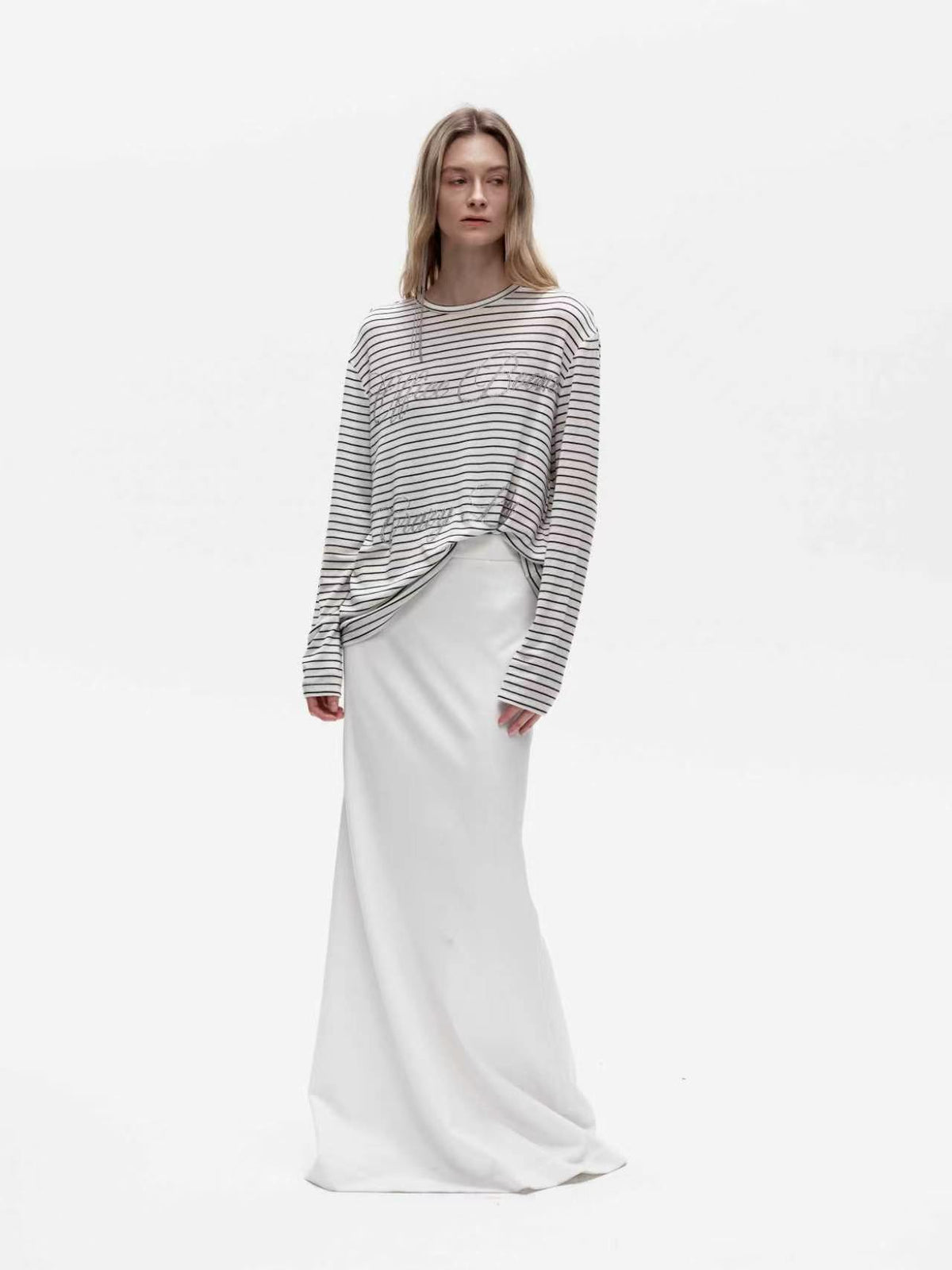 KIMUSSO “Tencel Wool Wide Neck Long Sleeve T-Shirt”