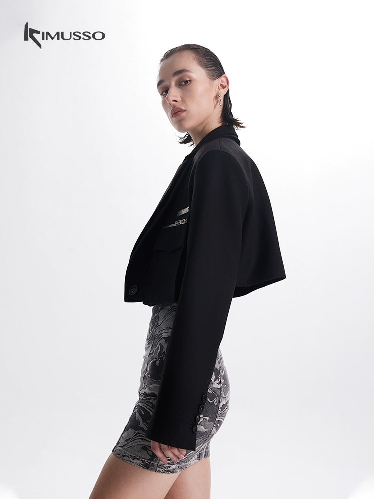 2025KIMUSSO International Fashion Week fashion show denim jacquard strapless dress commuting solid color long sleeve printed skirt