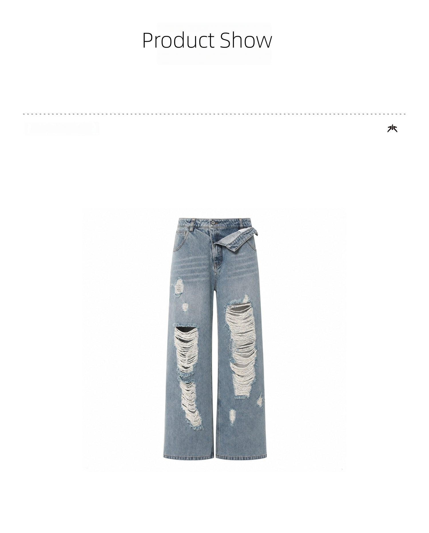 KIMUSSO Layered-Waist Distressed Denim Trousers with a Straight-Leg Silhouette