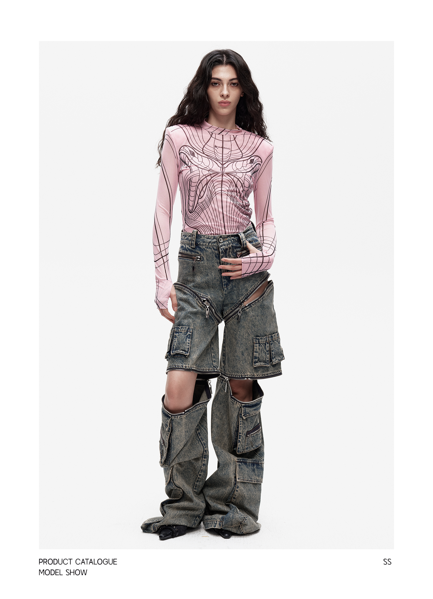 KIMUSSO Original Design Women's Zipper Utility Wide-Leg Pants - Niche High-End Style