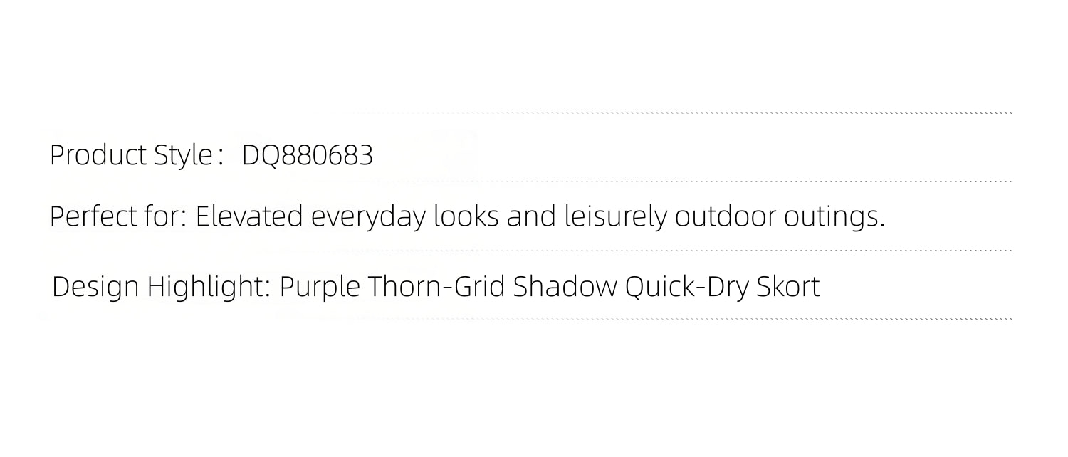 KIMUSSO “Thorn Grid Shadow” Figure-Flattering Quick-Dry Summer Skort