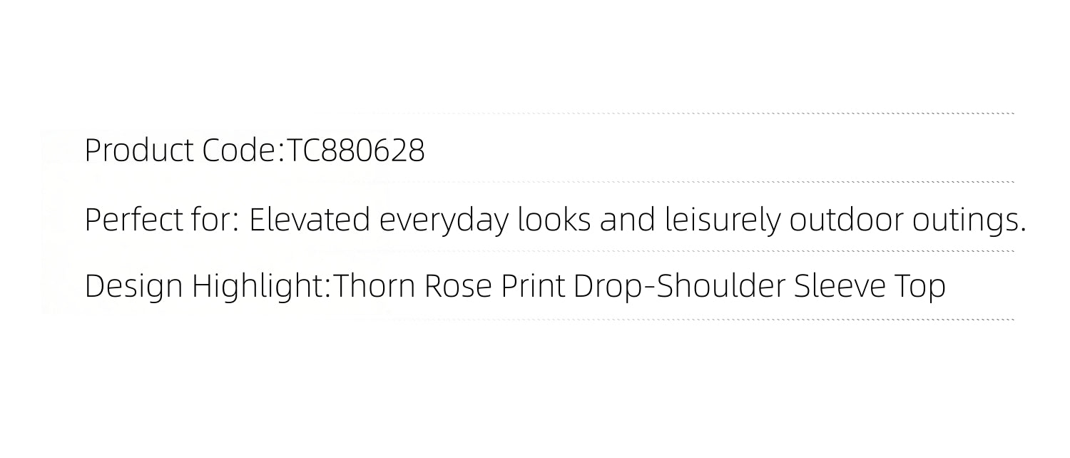 KIMUSSO Thorn Rose Graphic Drop-Shoulder Long-Sleeve T-Shirt