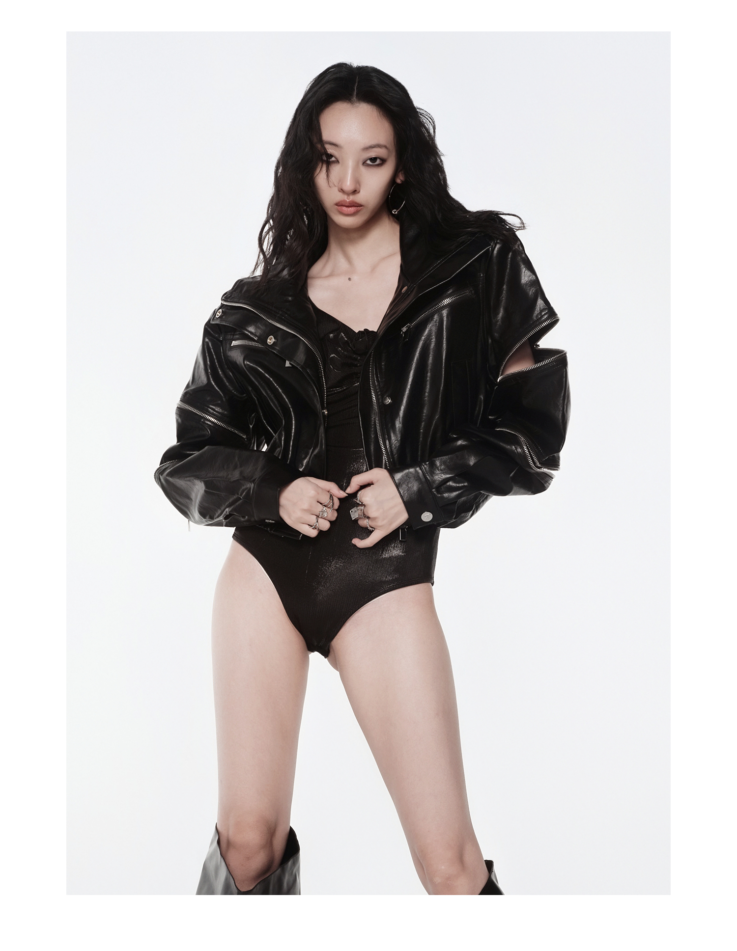 KIMUSSO “Scale Rose” Glossy Mermaid Swim Skirt