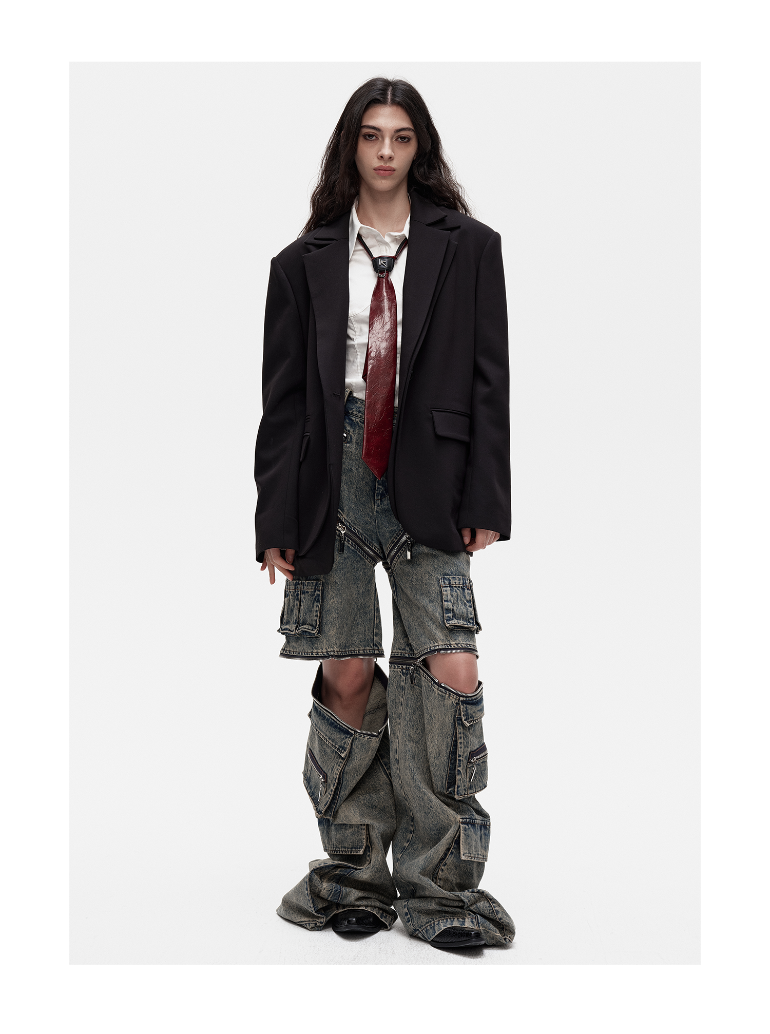 KIMUSSO Original Design Women's Zipper Utility Wide-Leg Pants - Niche High-End Style