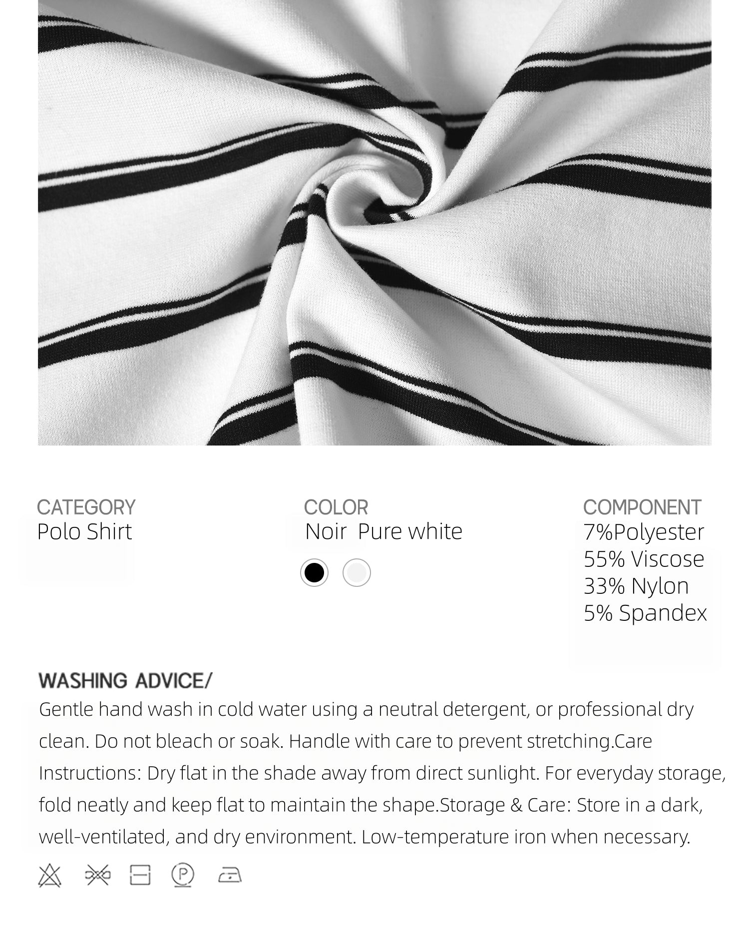 Layered Collar Striped Polo Top | KIMUSSO