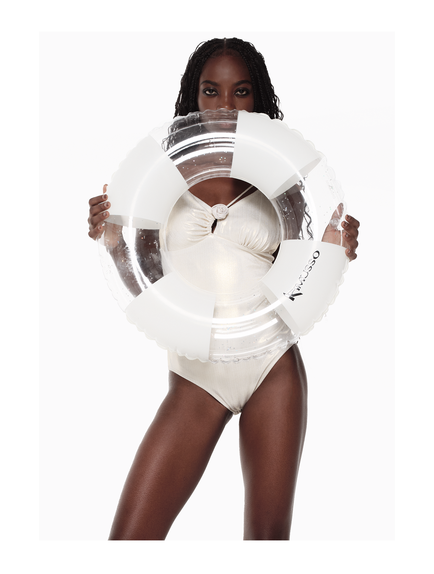 KIMUSSO “Scale Rose” Glossy Mermaid Swim Skirt