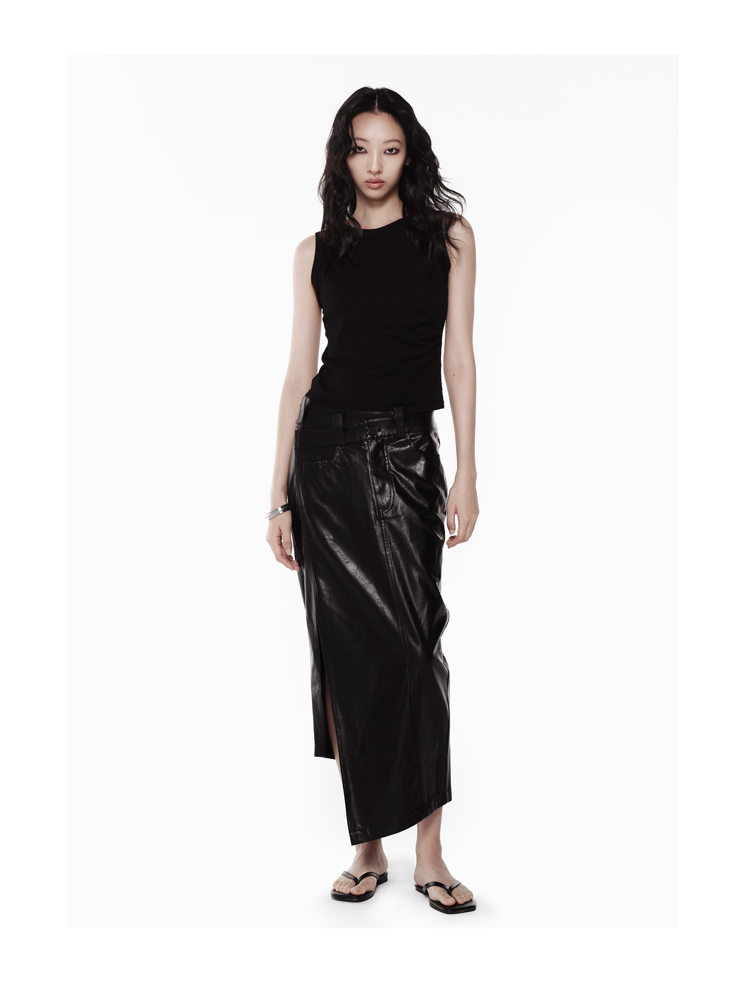 KIMUSSO Double-Sided Lace Knit Hollow-Out Sleeveless Top