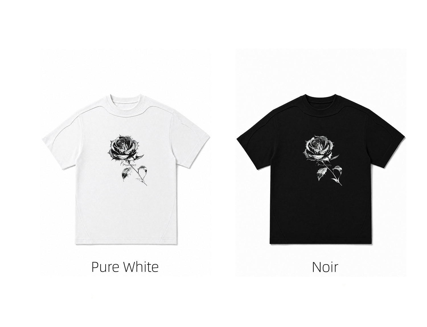 KIMUSSO Thorn Rose Graphic Drop-Shoulder Long-Sleeve T-Shirt