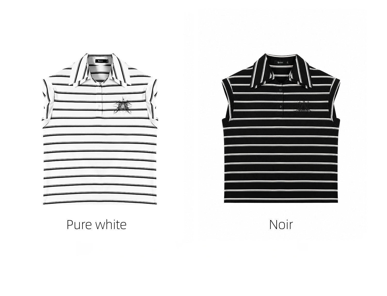 Layered Collar Striped Polo Top | KIMUSSO