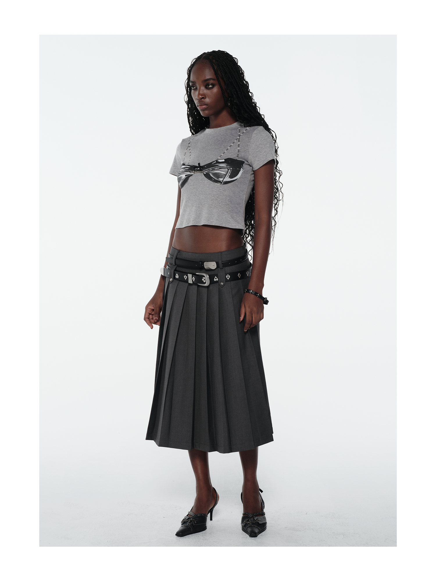 KIMUSSO Double Waistband High-Waisted Pleated Maxi Skirt — Original Designer Piece