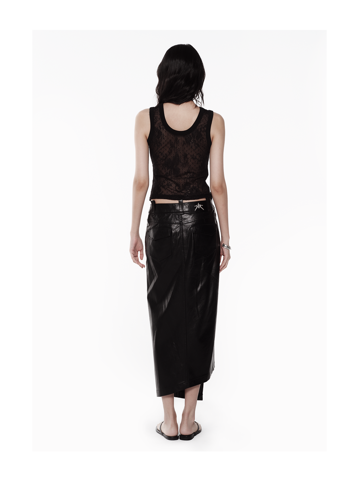 KIMUSSO Double-Sided Lace Knit Hollow-Out Sleeveless Top