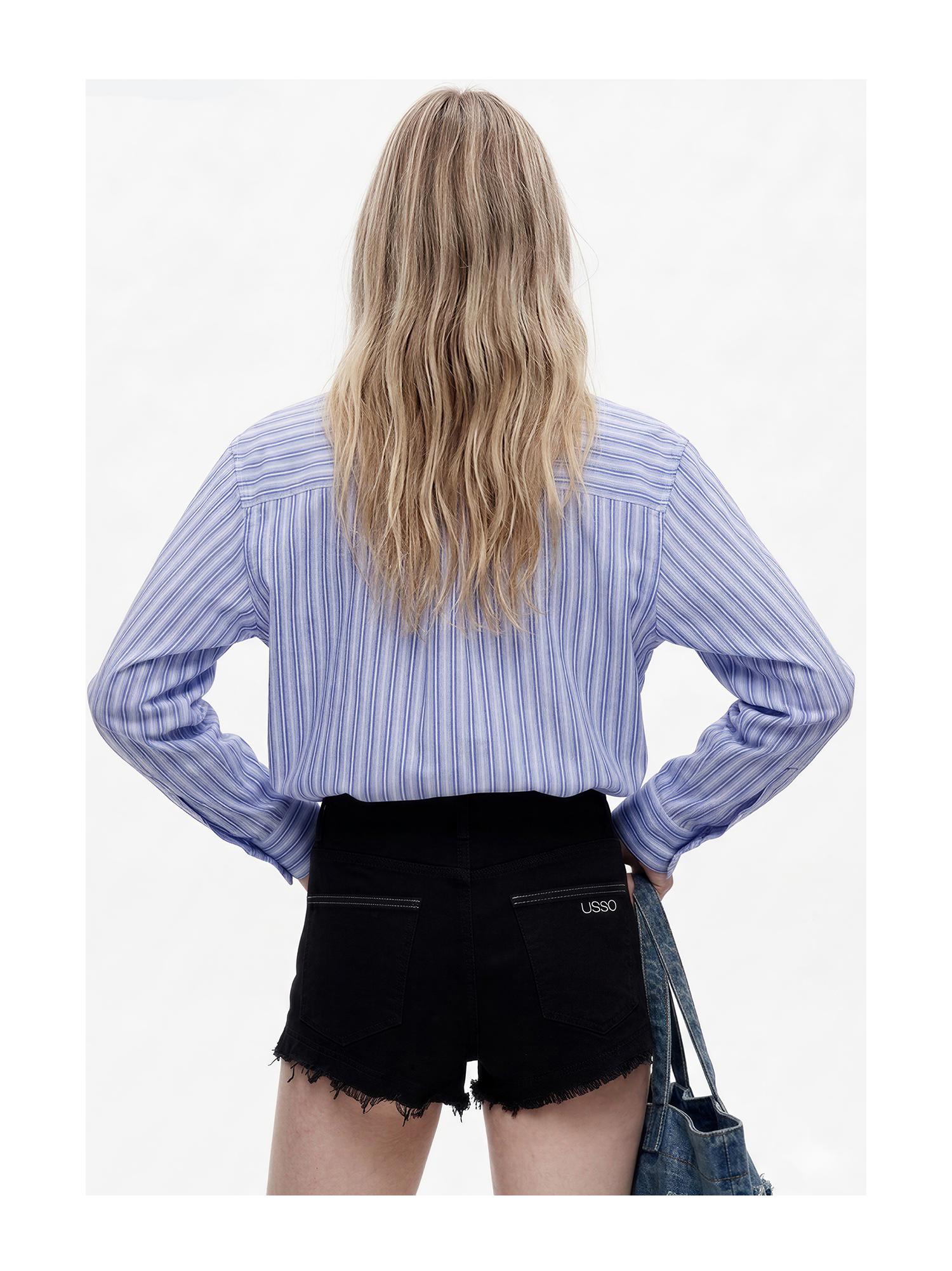 KIMUSSO “Blue Rhythm” Signature Striped Short-Sleeve Shirt