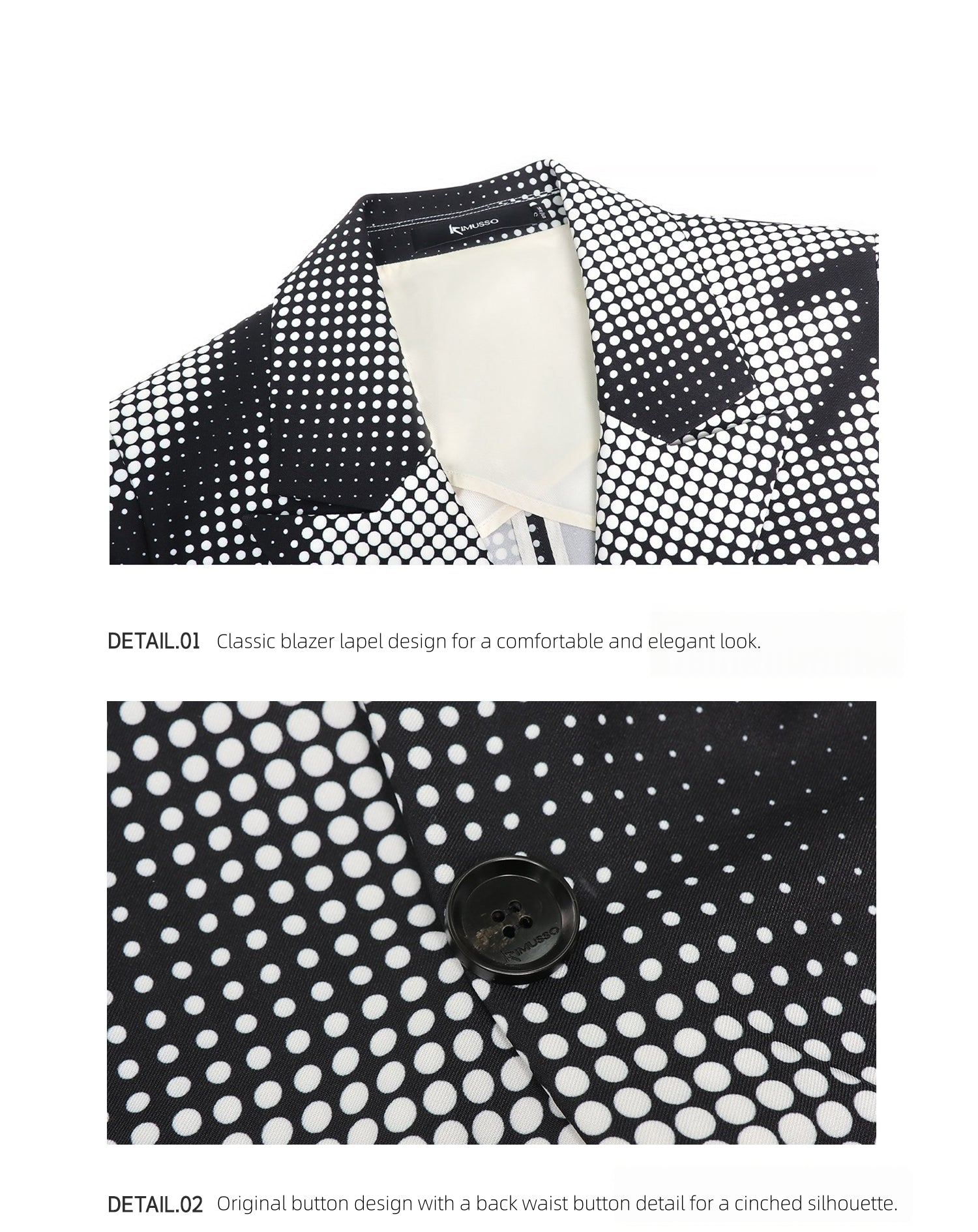 KIMUSSO “Polka Dot Waltz” Signature Fitted Polka Dot Blazer