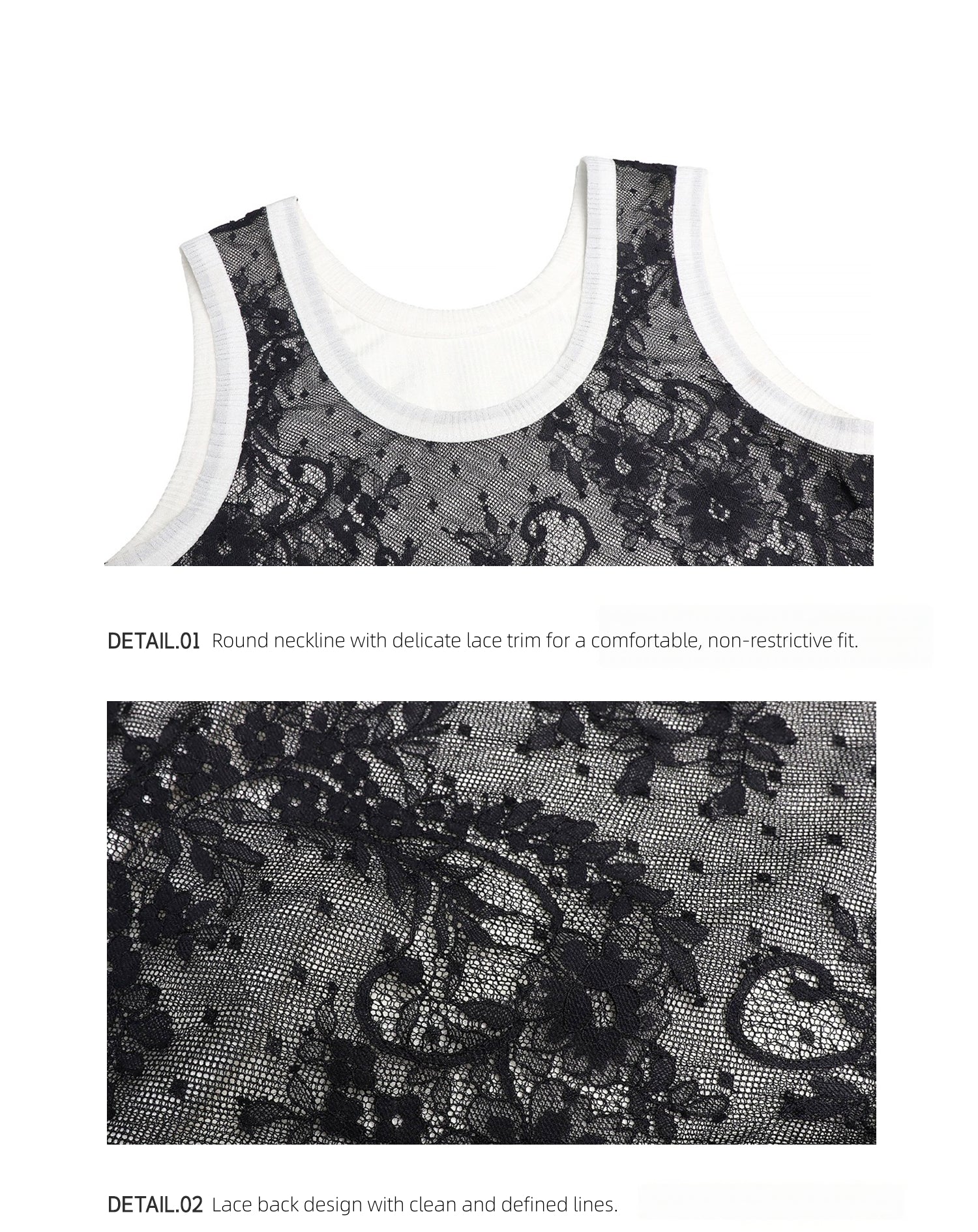 KIMUSSO Double-Sided Lace Knit Hollow-Out Sleeveless Top