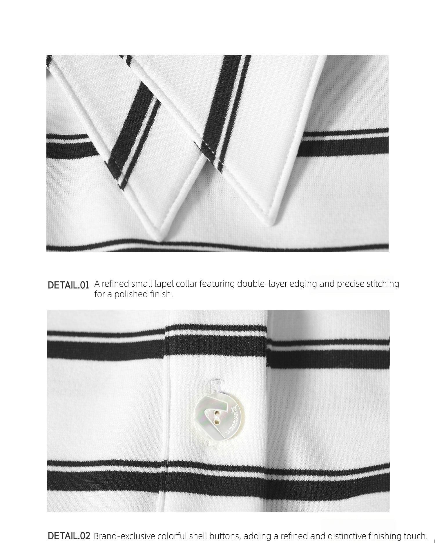 Layered Collar Striped Polo Top | KIMUSSO