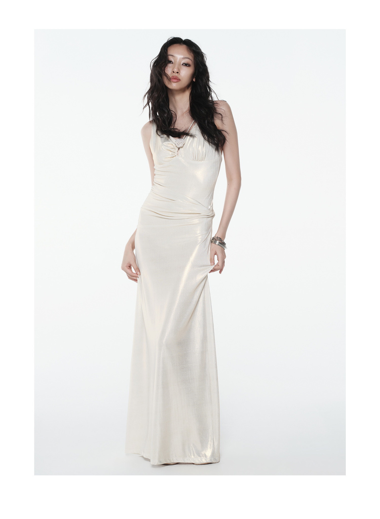 KIMUSSO “Scale Rose” Glossy Mermaid Swim Skirt