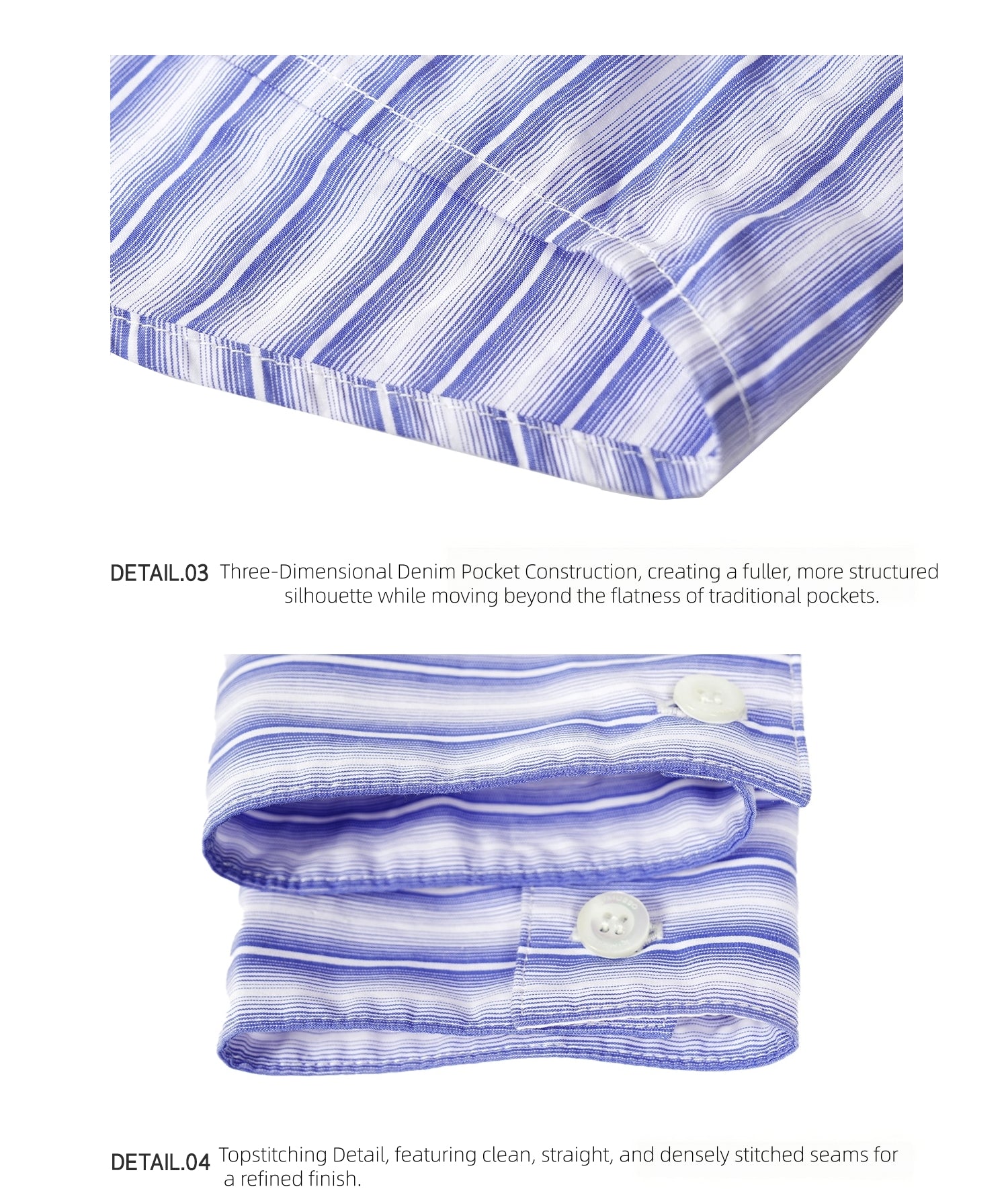 KIMUSSO “Blue Rhythm” Signature Striped Short-Sleeve Shirt