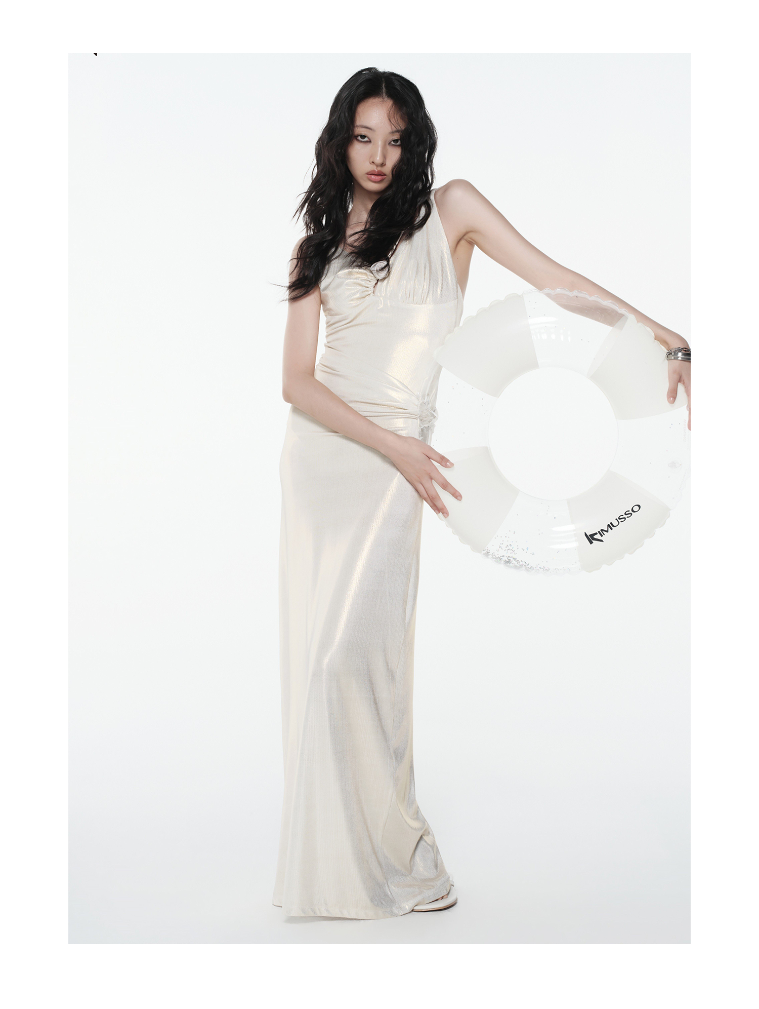 KIMUSSO “Scale Rose” Glossy Mermaid Swim Skirt
