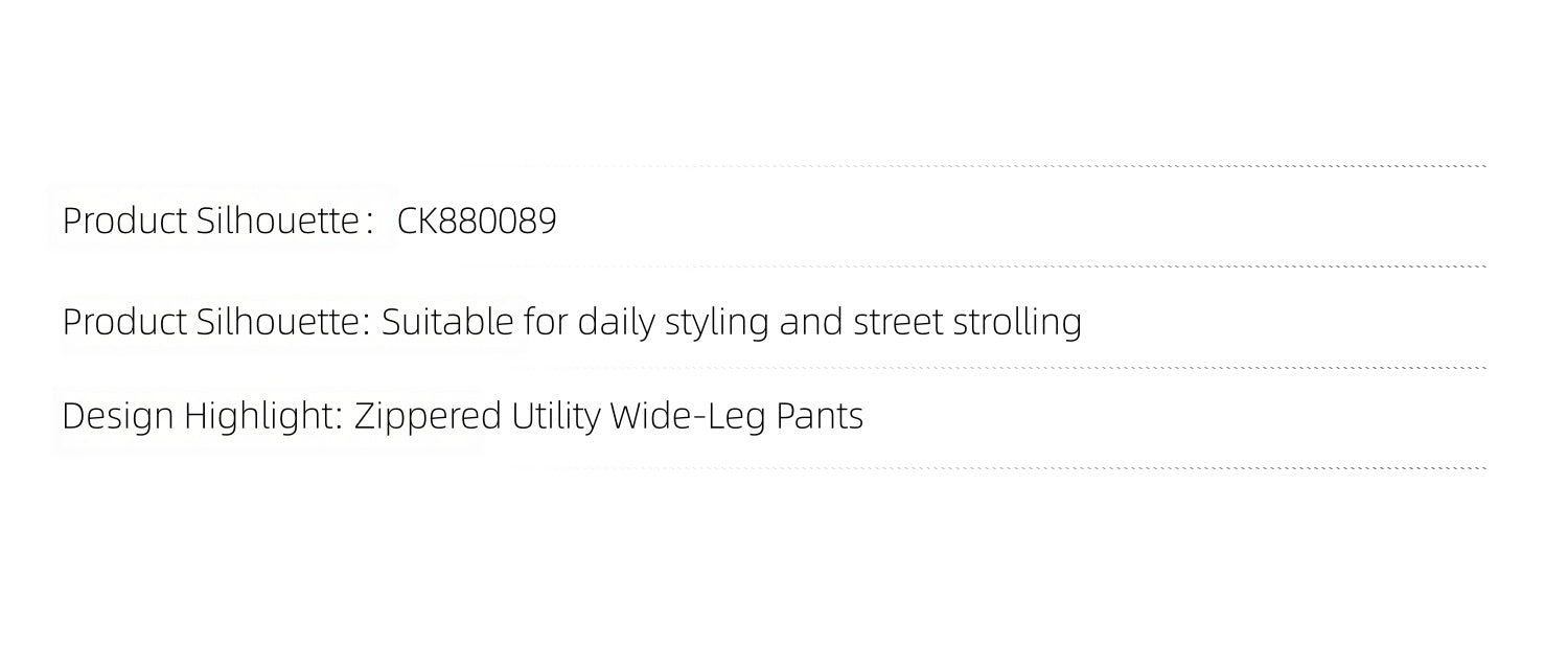 KIMUSSO Original Design Women's Zipper Utility Wide-Leg Pants - Niche High-End Style