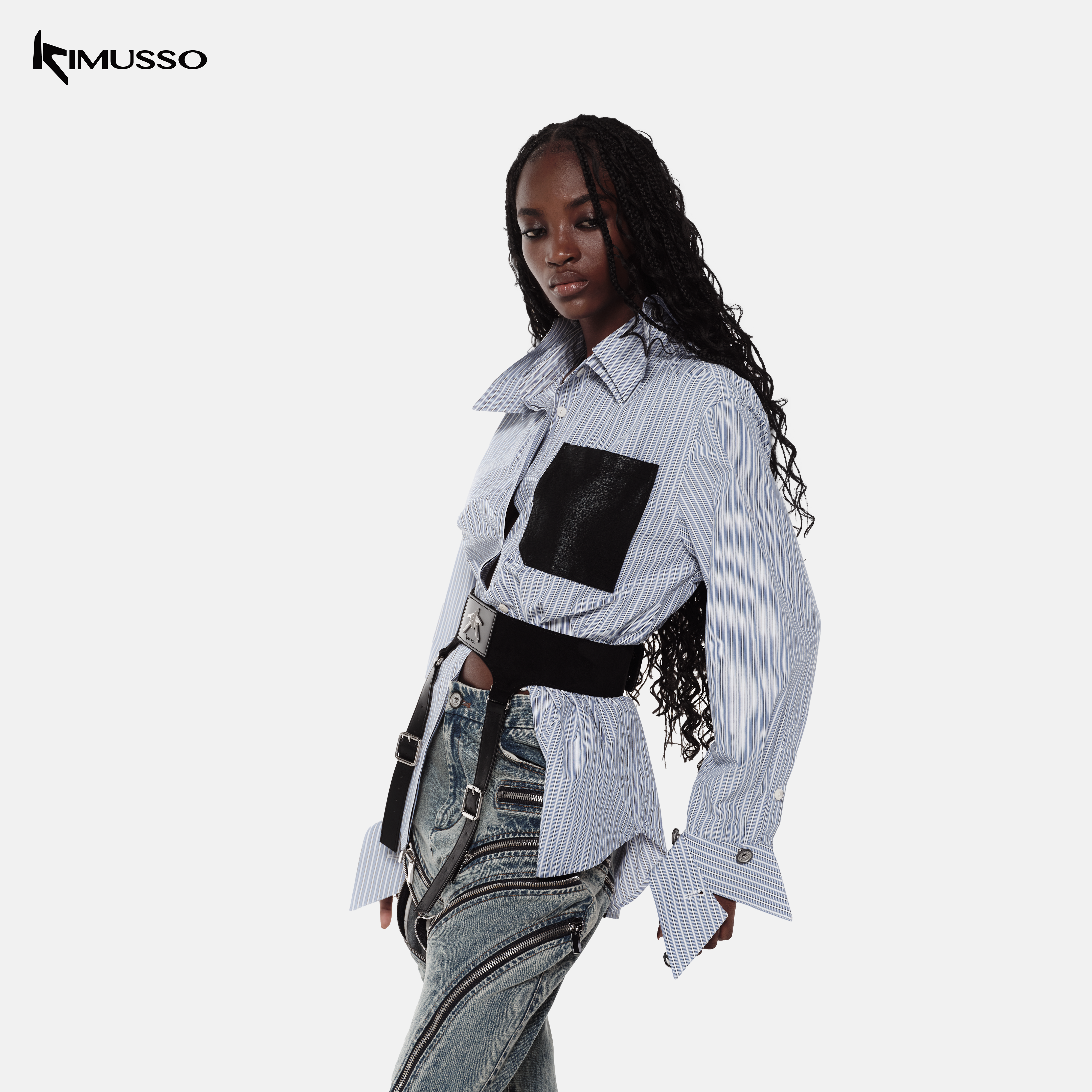 KIMUSSO Signature Black Punk-Inspired Statement Waist Belt