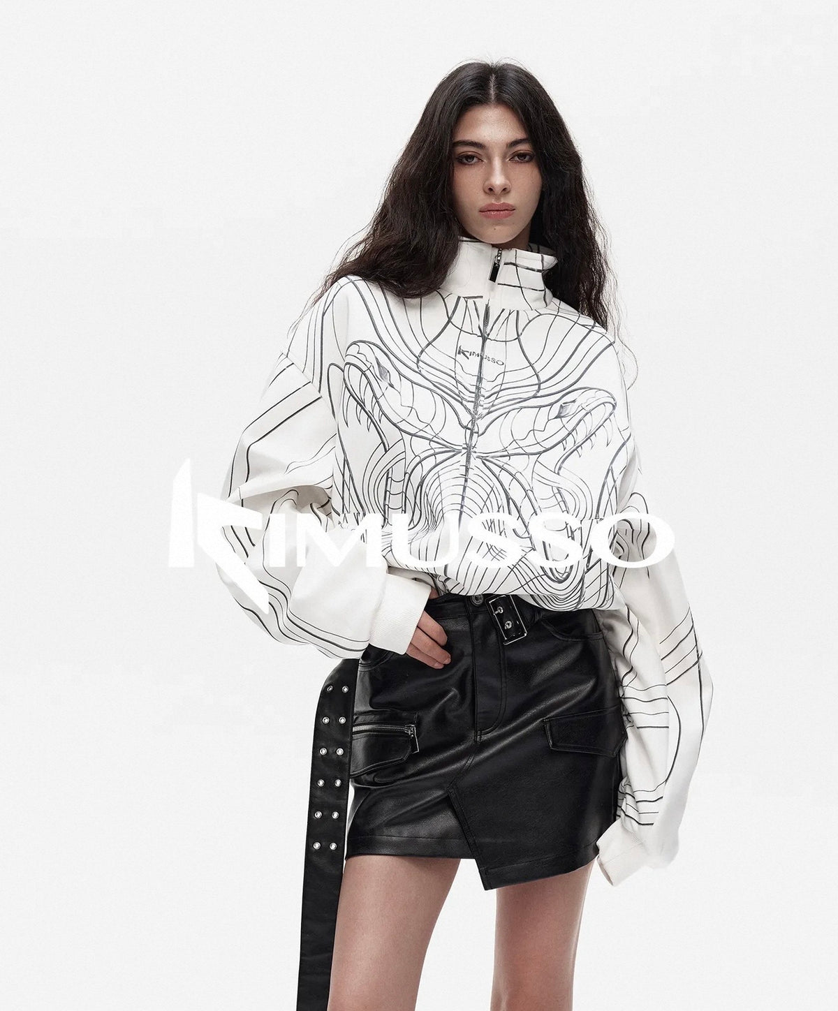 KIMUSSO serpentine print pullover new original design sweatshirt