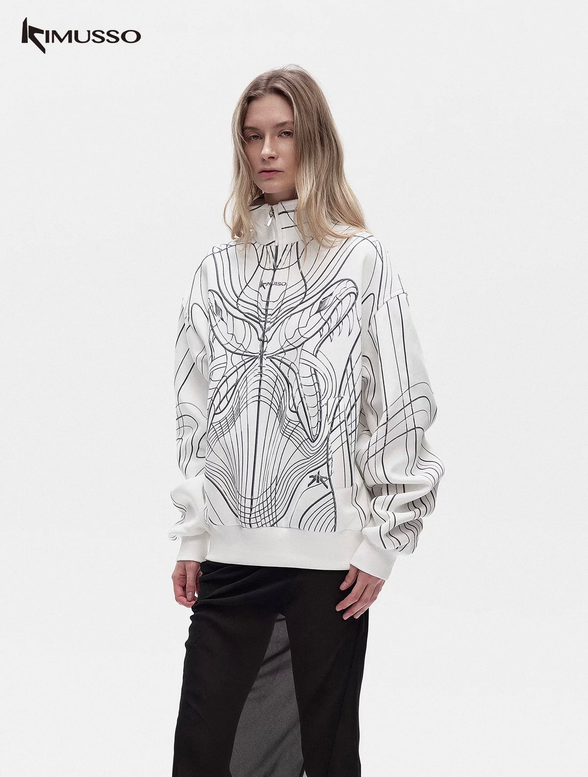 KIMUSSO serpentine print pullover new original design sweatshirt