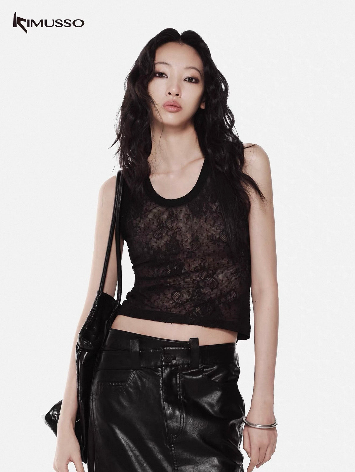 KIMUSSO Lace knitted double-sided vest