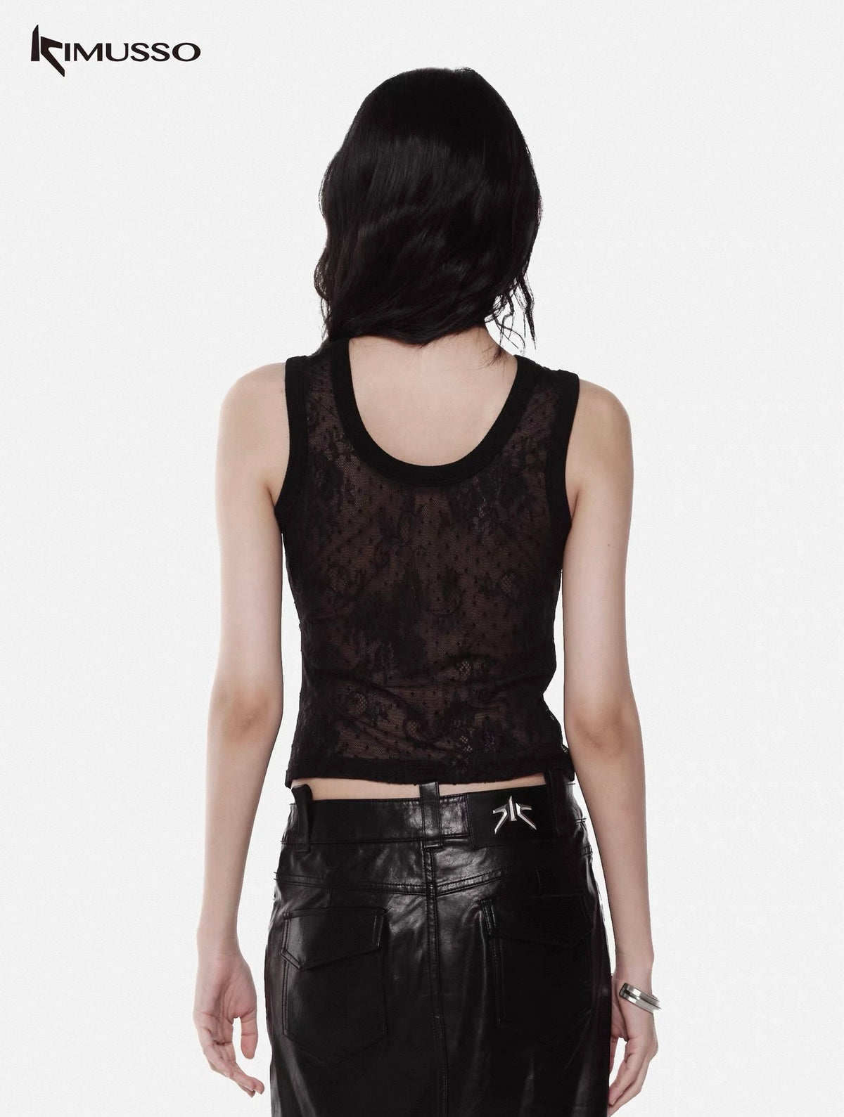 KIMUSSO Lace knitted double-sided vest